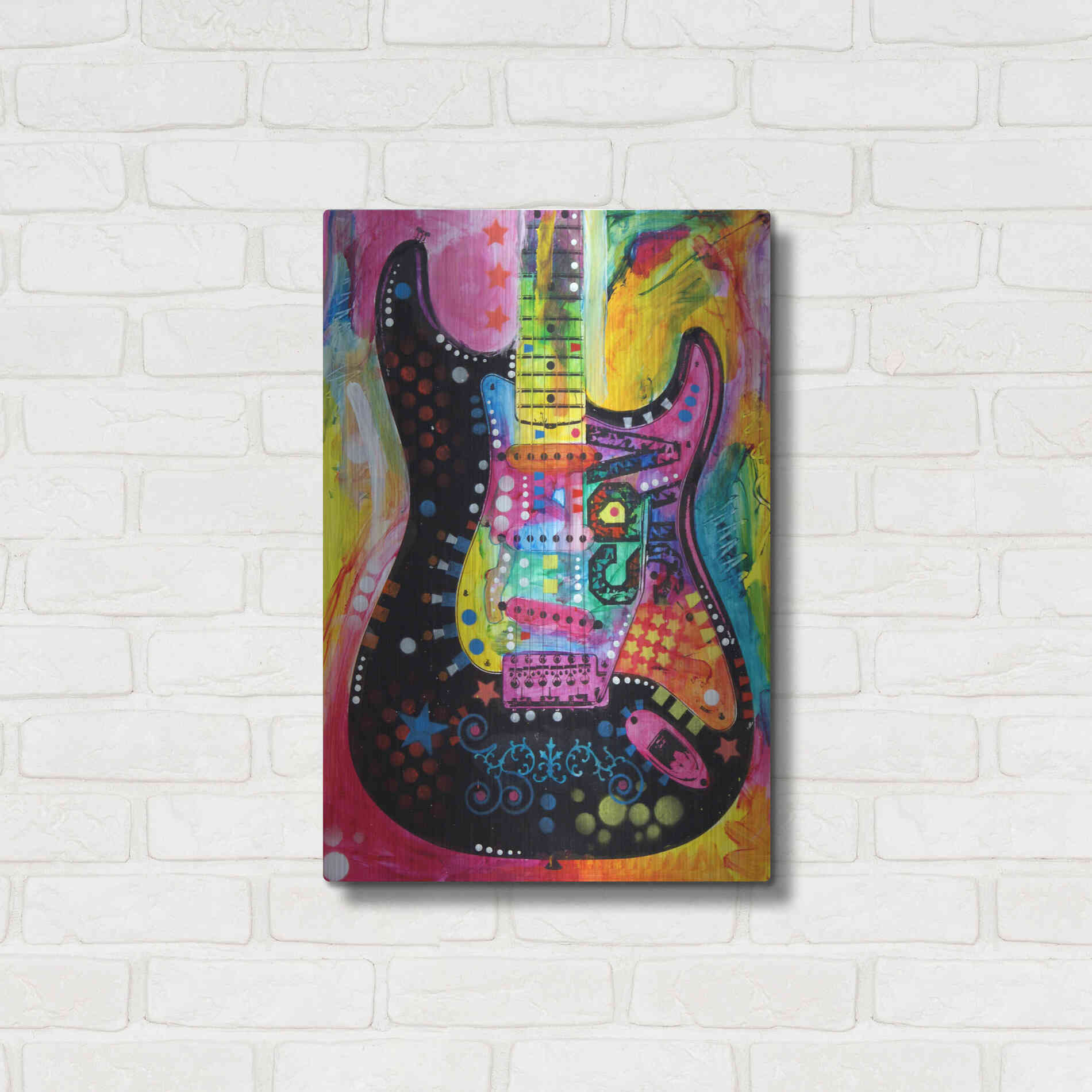 Luxe Metal Art 'Lenny Strat' by Dean Russo, Metal Wall Art,16x24