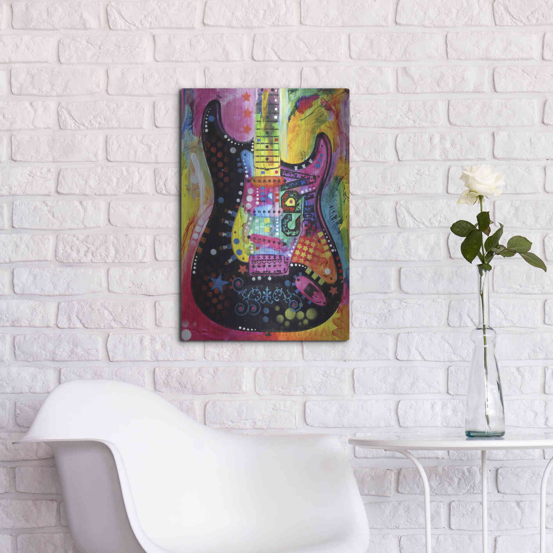 Luxe Metal Art 'Lenny Strat' by Dean Russo, Metal Wall Art,16x24