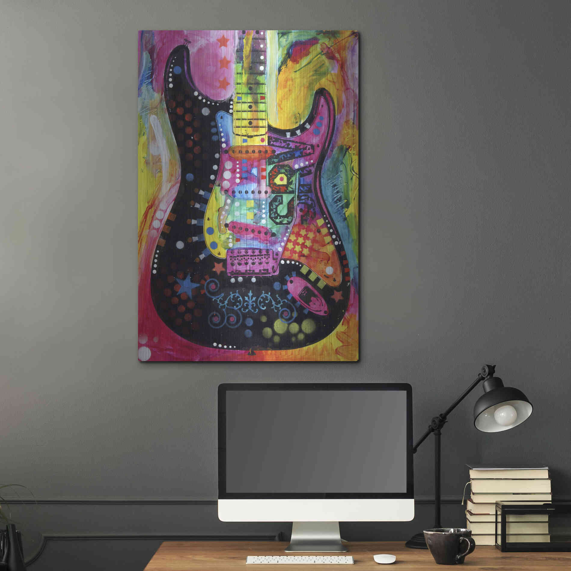 Luxe Metal Art 'Lenny Strat' by Dean Russo, Metal Wall Art,24x36