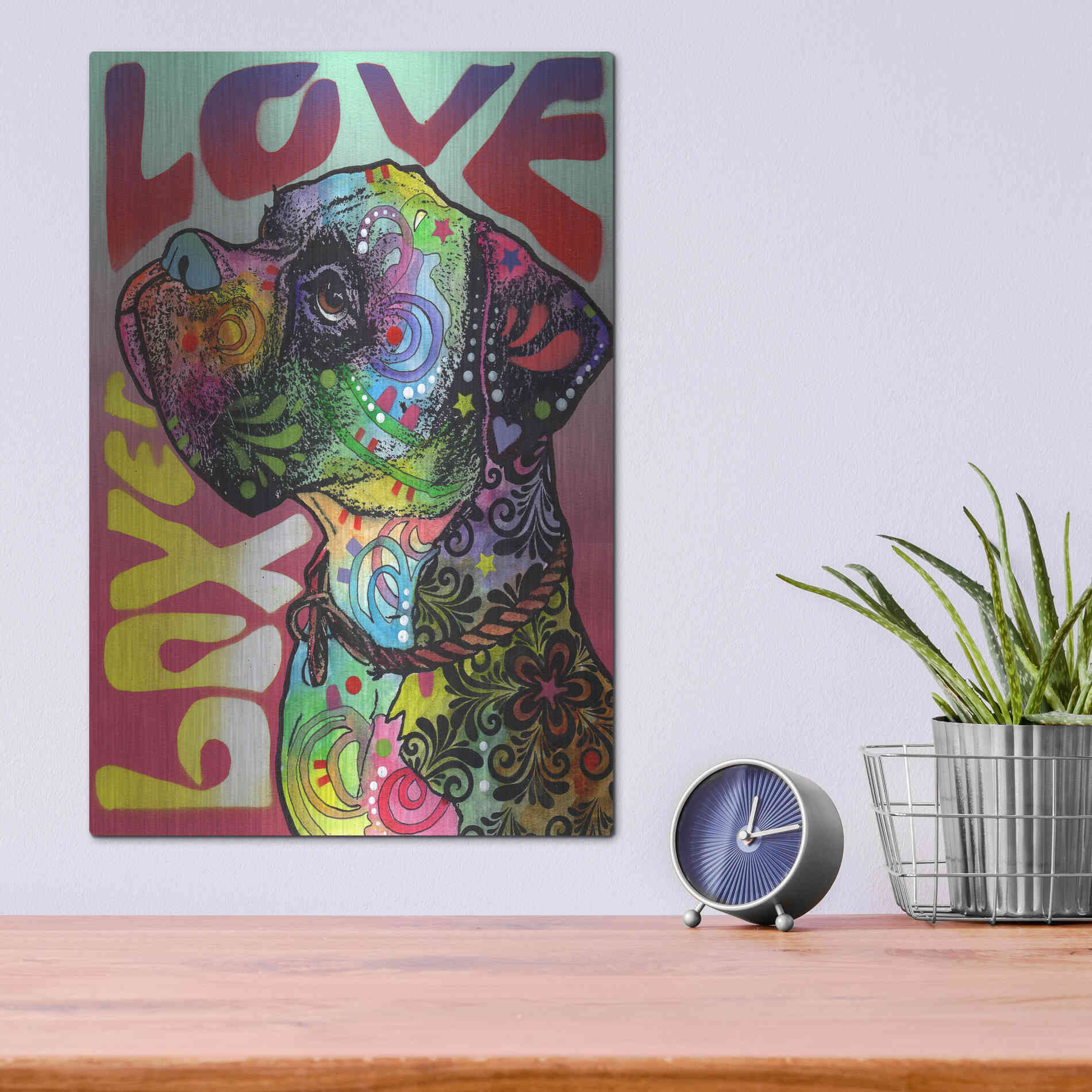 Luxe Metal Art 'Boxer Luv' by Dean Russo, Metal Wall Art,12x16