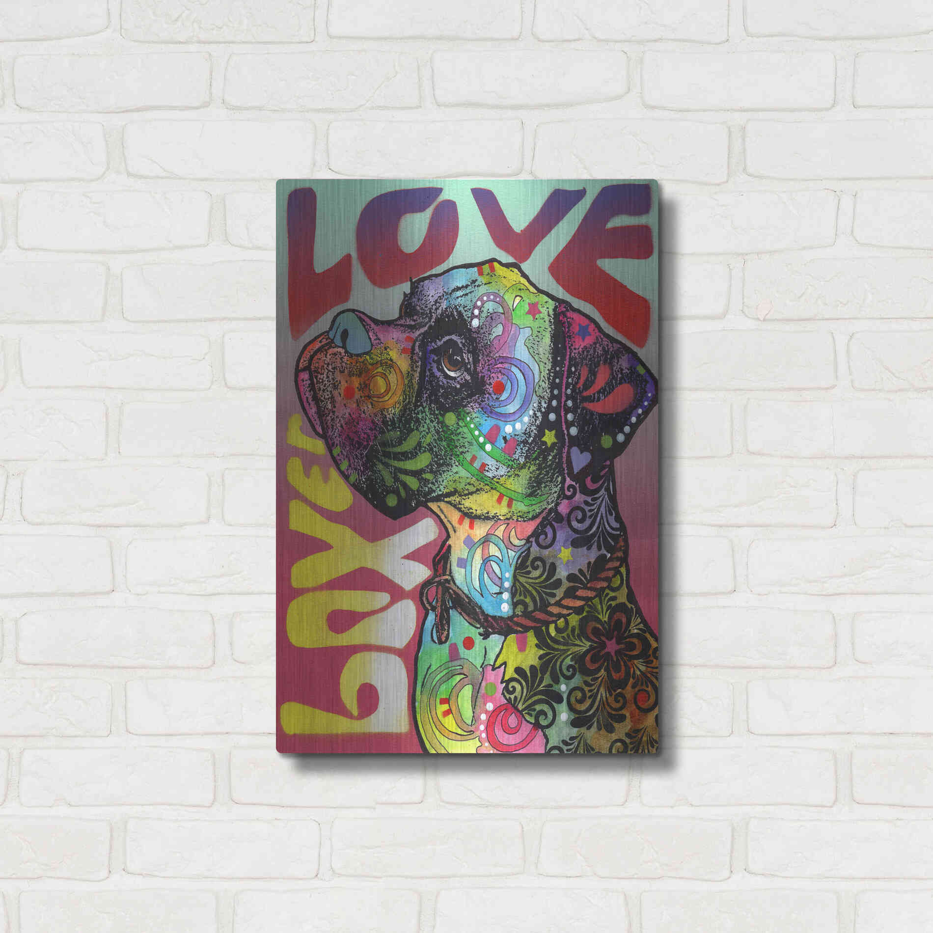 Luxe Metal Art 'Boxer Luv' by Dean Russo, Metal Wall Art,16x24