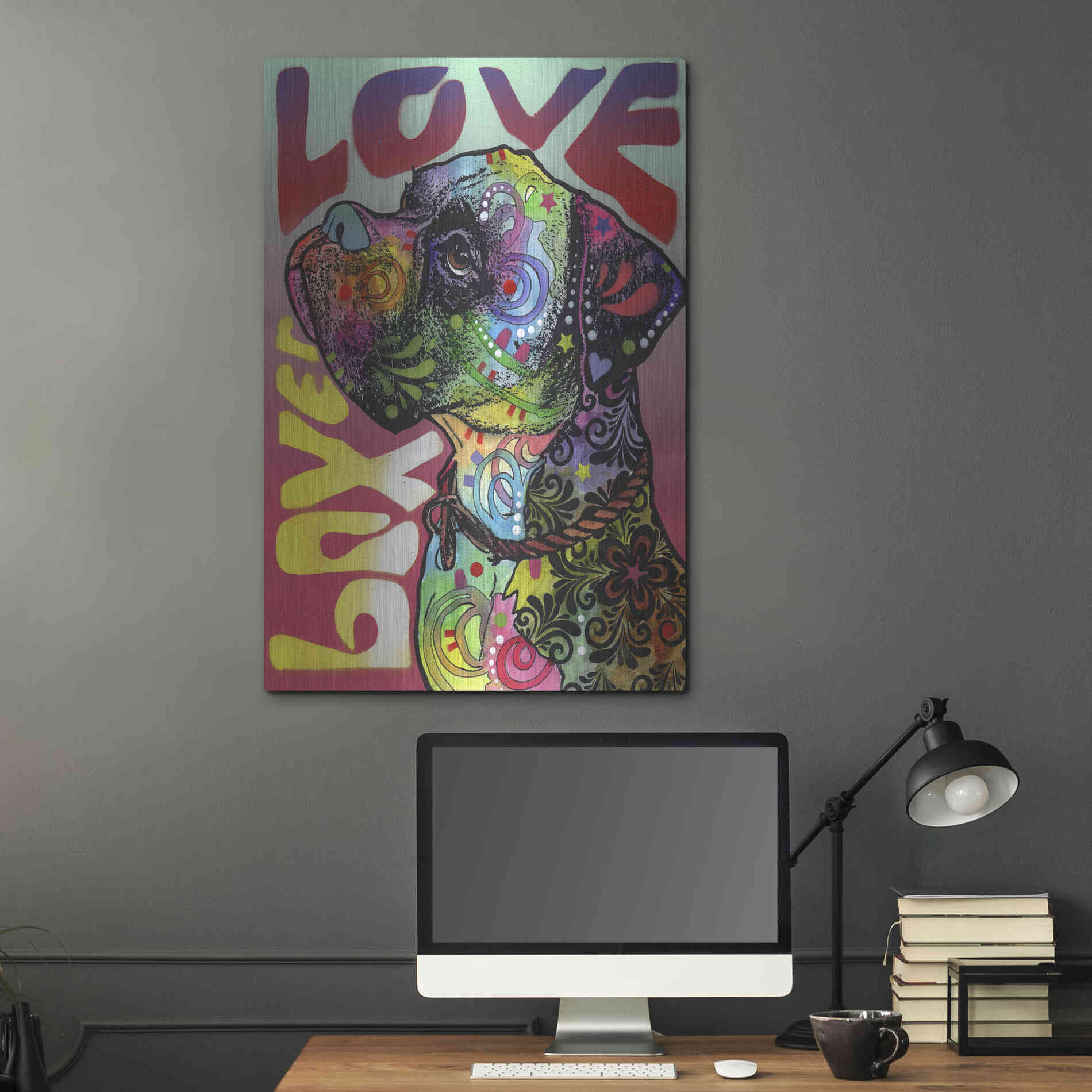 Luxe Metal Art 'Boxer Luv' by Dean Russo, Metal Wall Art,24x36