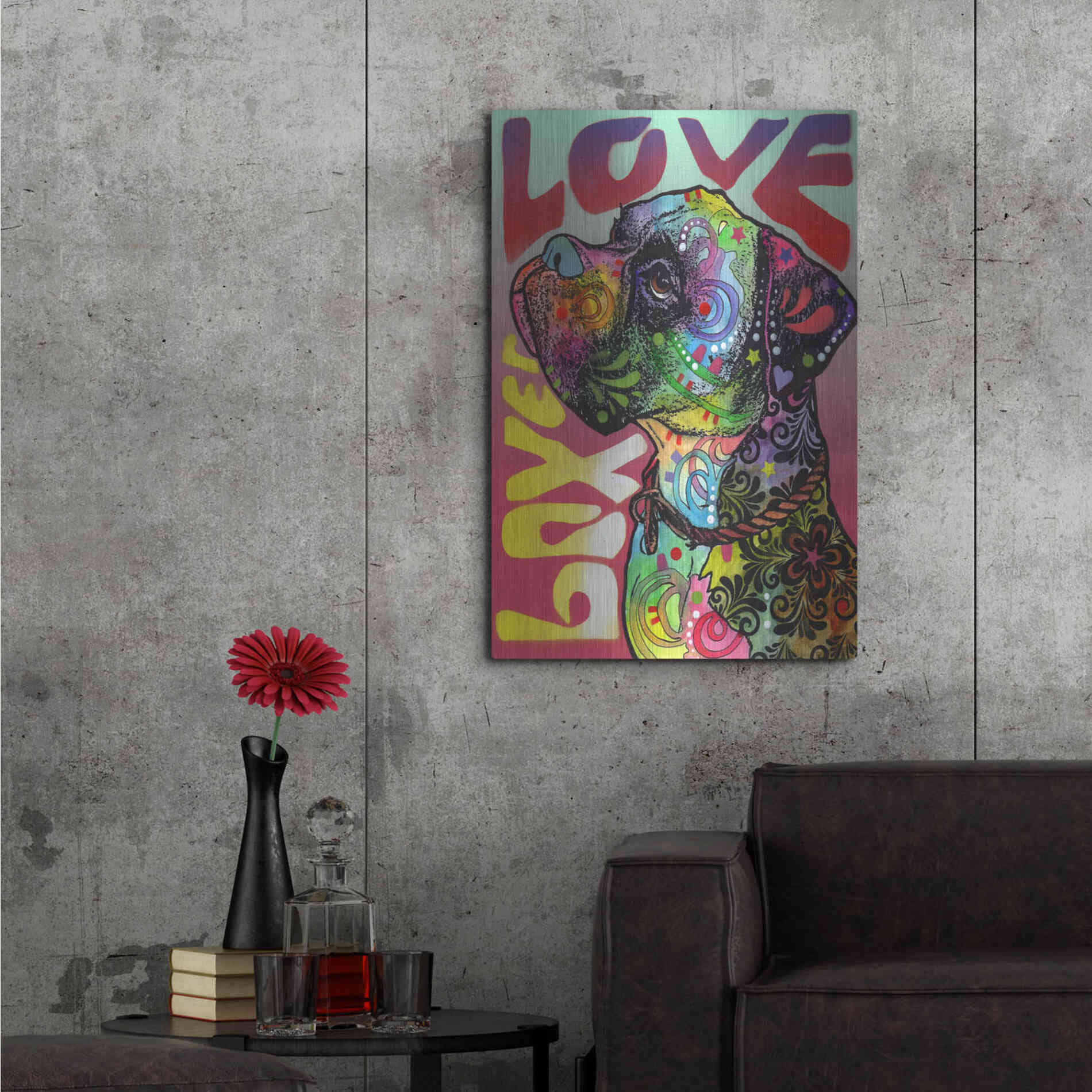 Luxe Metal Art 'Boxer Luv' by Dean Russo, Metal Wall Art,24x36