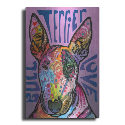 Luxe Metal Art 'Bull Terrier Luv' by Dean Russo, Metal Wall Art