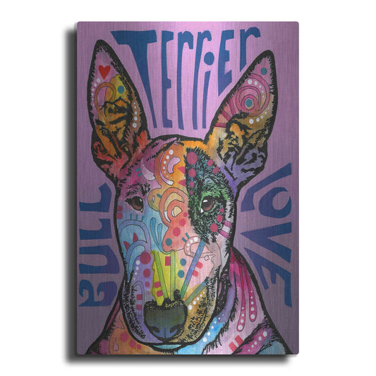 Luxe Metal Art 'Bull Terrier Luv' by Dean Russo, Metal Wall Art