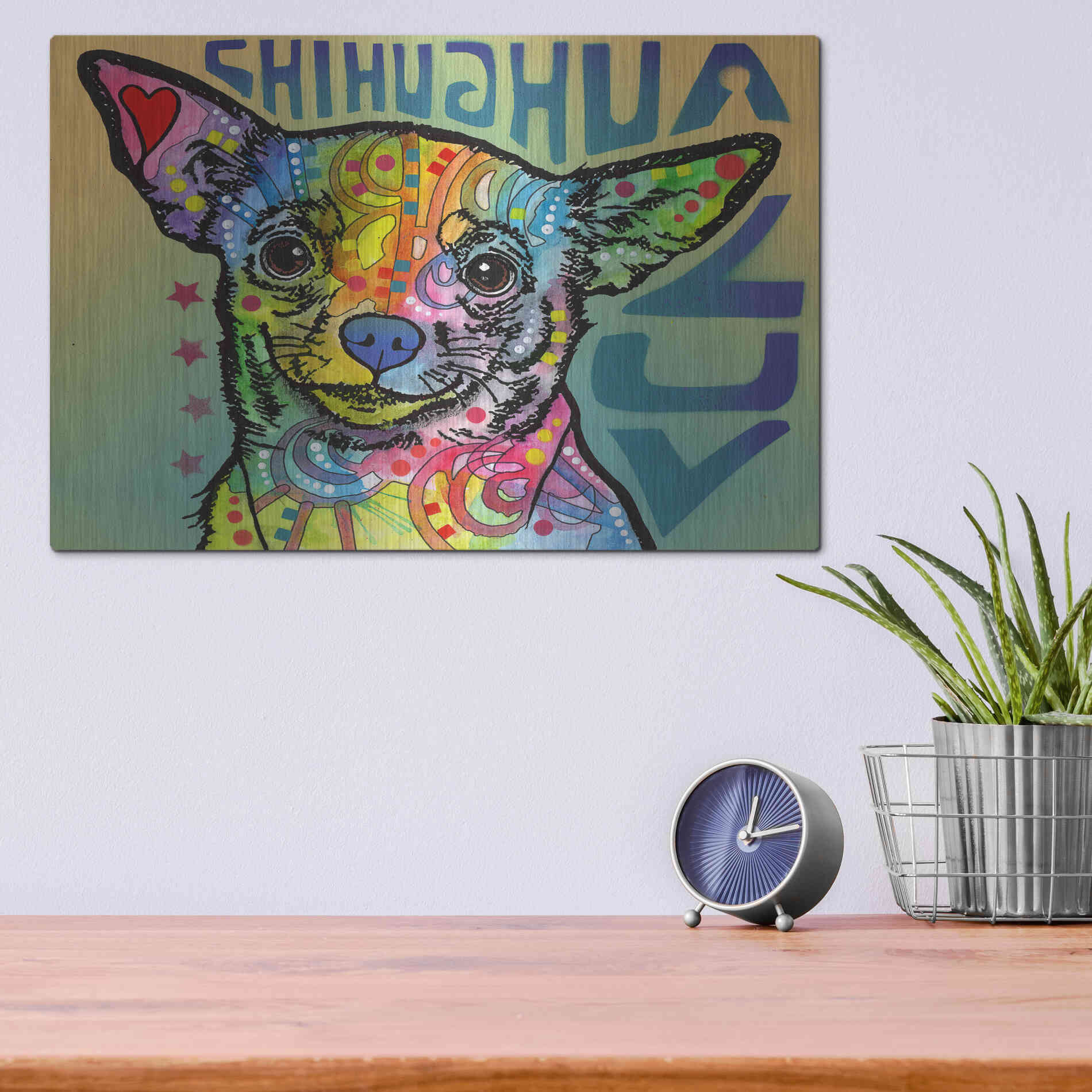 Luxe Metal Art 'Chihuahua Luv' by Dean Russo, Metal Wall Art,16x12