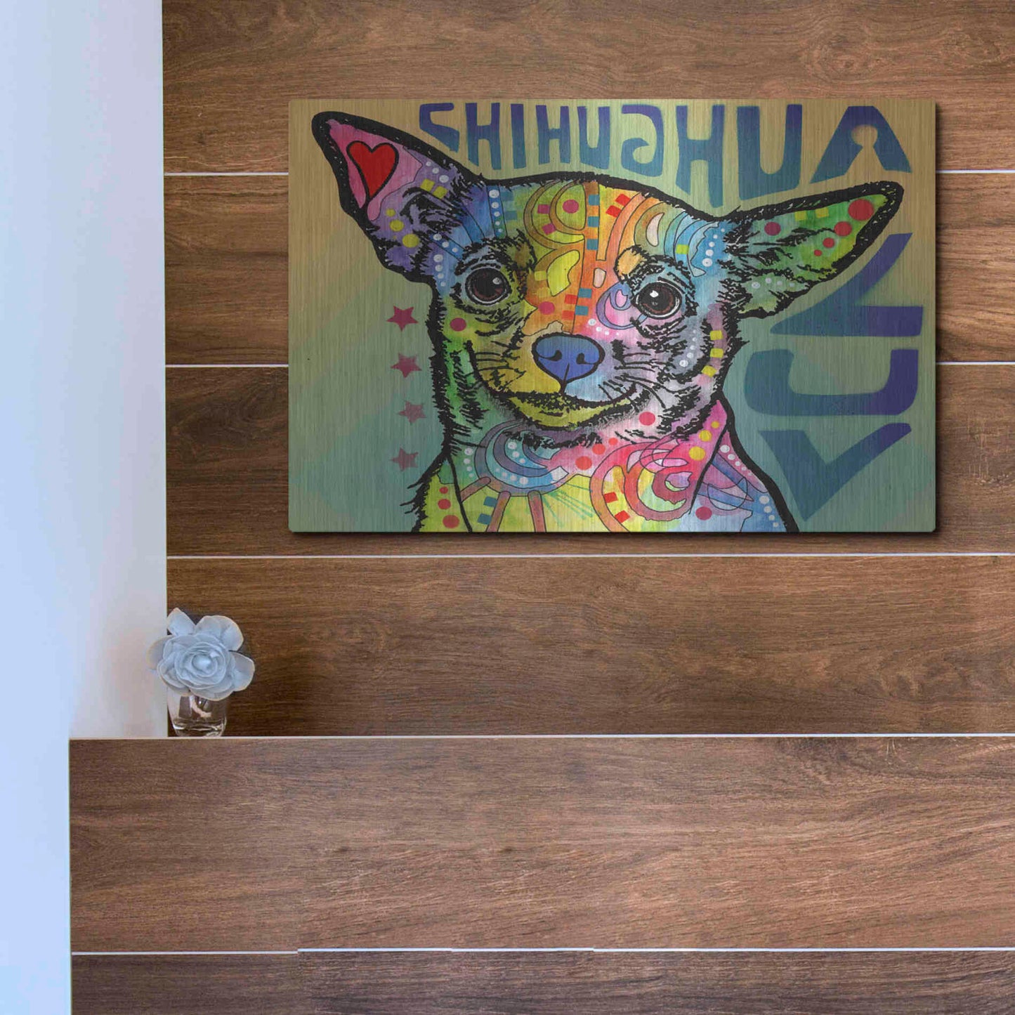 Luxe Metal Art 'Chihuahua Luv' by Dean Russo, Metal Wall Art,16x12