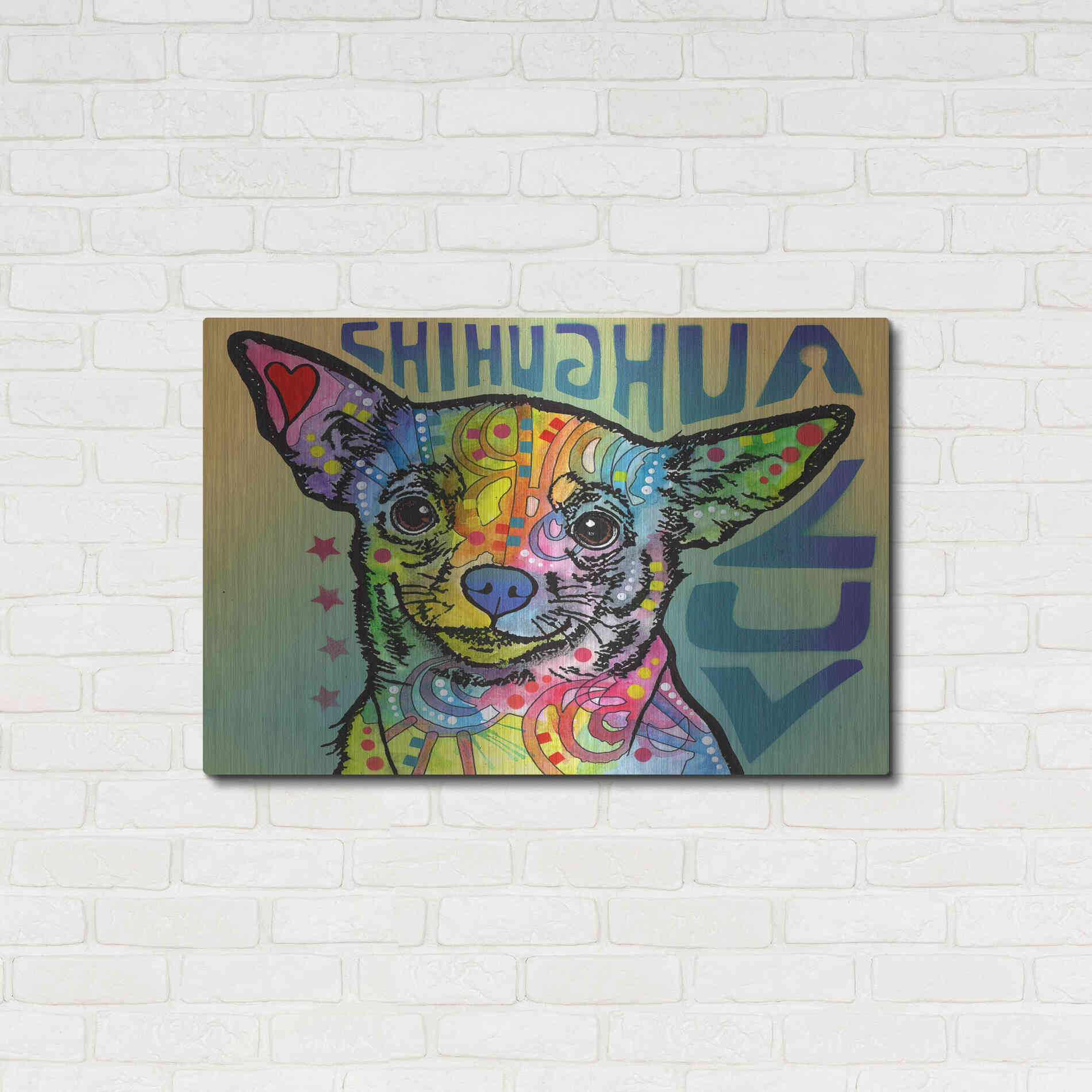 Luxe Metal Art 'Chihuahua Luv' by Dean Russo, Metal Wall Art,36x24