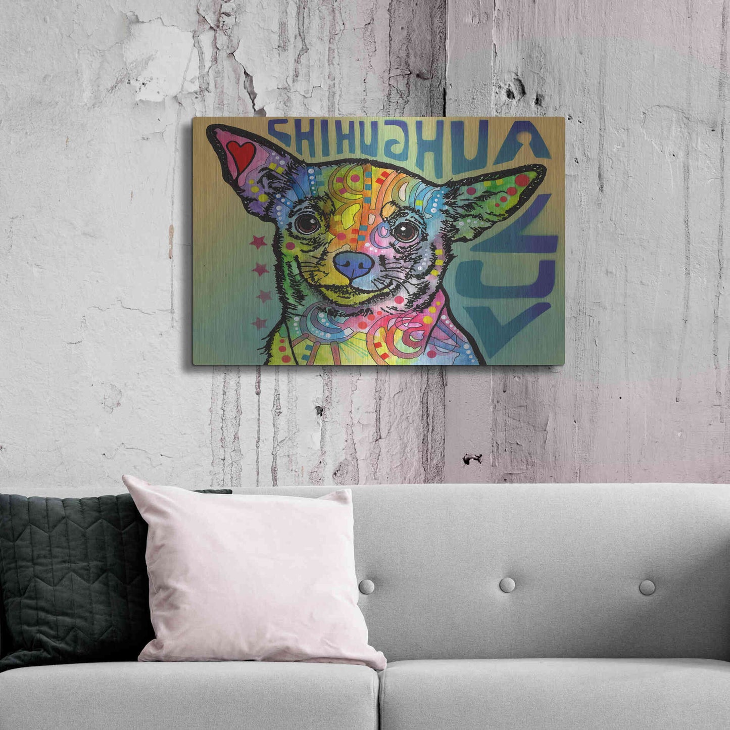 Luxe Metal Art 'Chihuahua Luv' by Dean Russo, Metal Wall Art,36x24