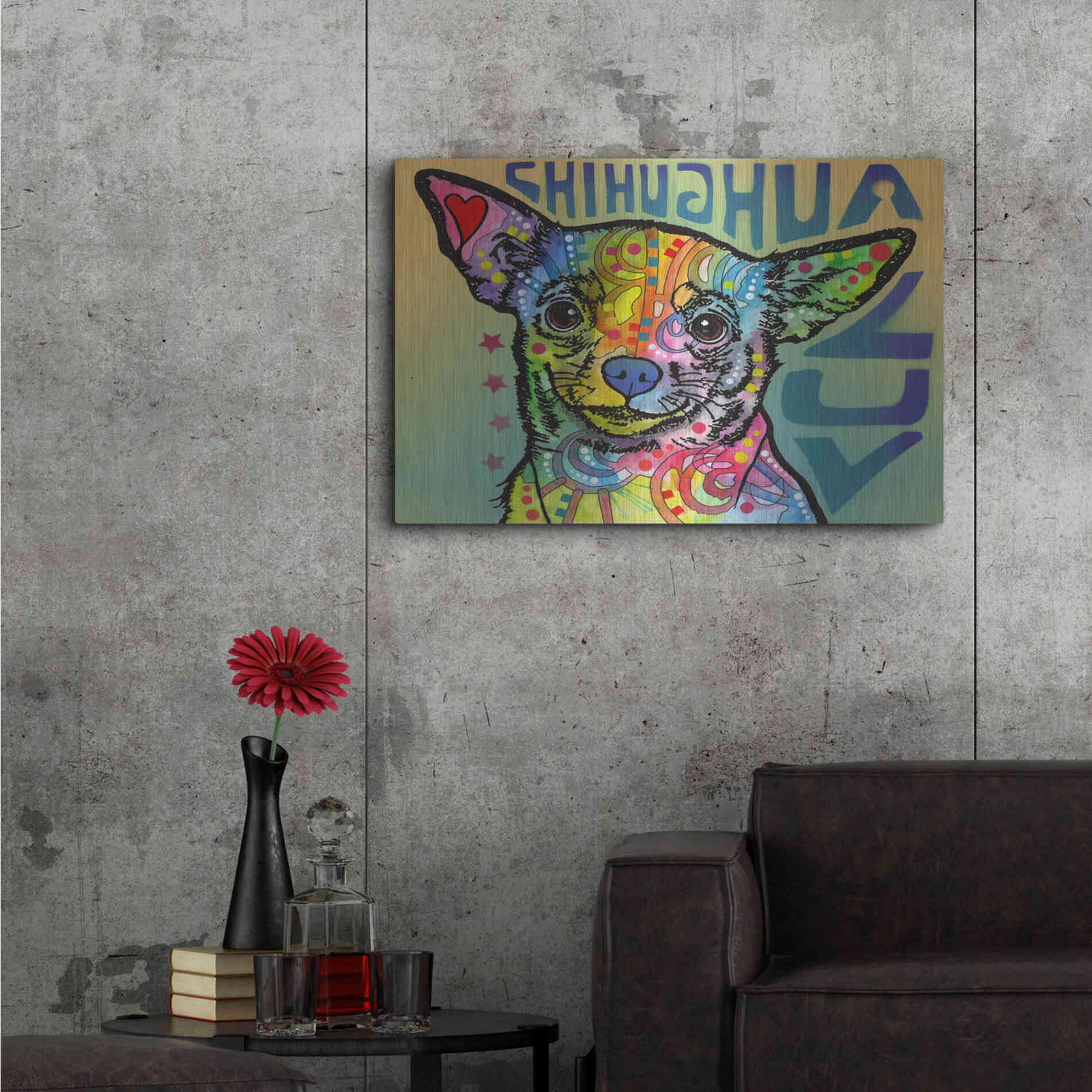 Luxe Metal Art 'Chihuahua Luv' by Dean Russo, Metal Wall Art,36x24