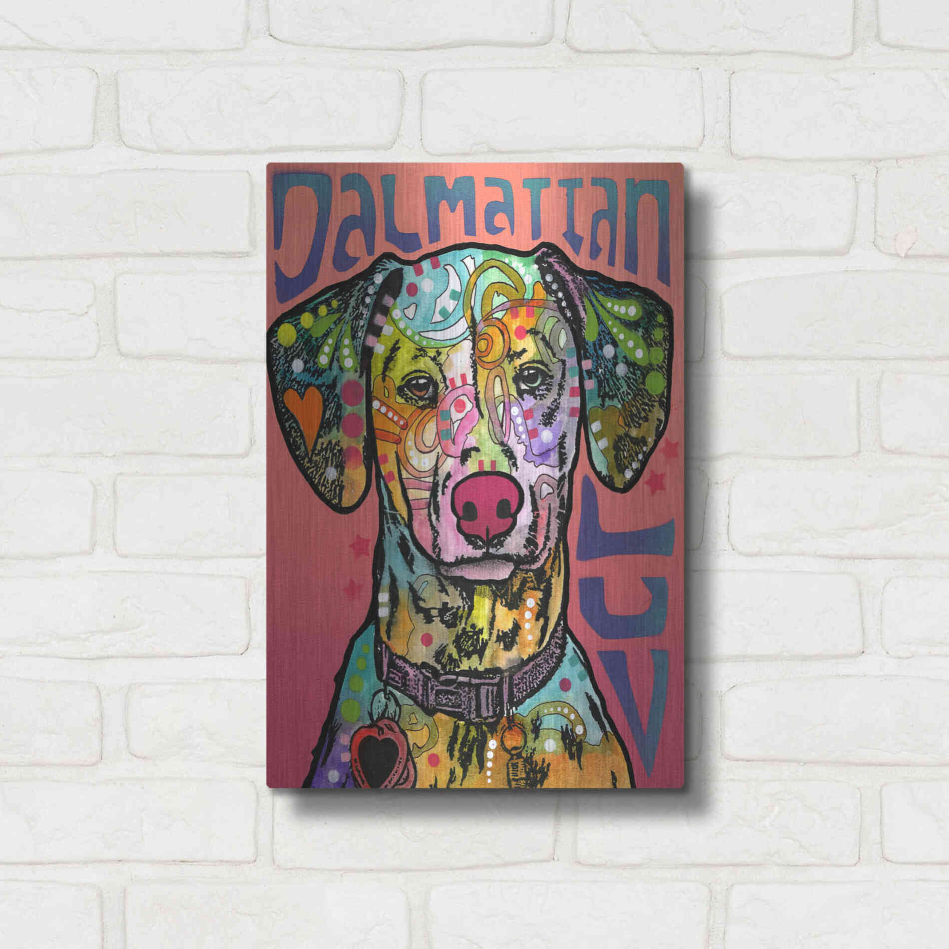 Luxe Metal Art 'Dalmatian Luv' by Dean Russo, Metal Wall Art,12x16