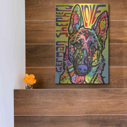 Luxe Metal Art 'German Shepherd Luv' by Dean Russo, Metal Wall Art,12x16