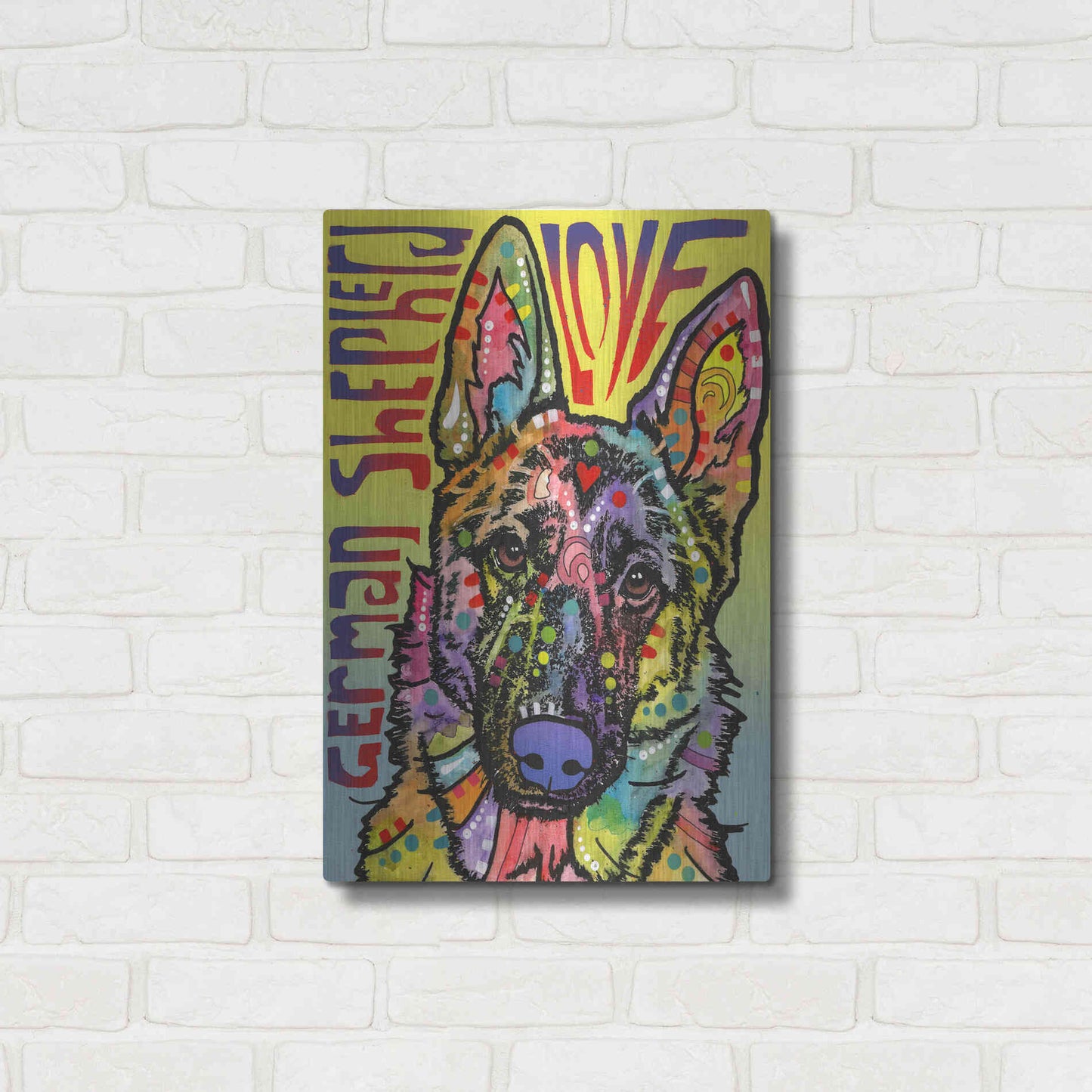 Luxe Metal Art 'German Shepherd Luv' by Dean Russo, Metal Wall Art,16x24