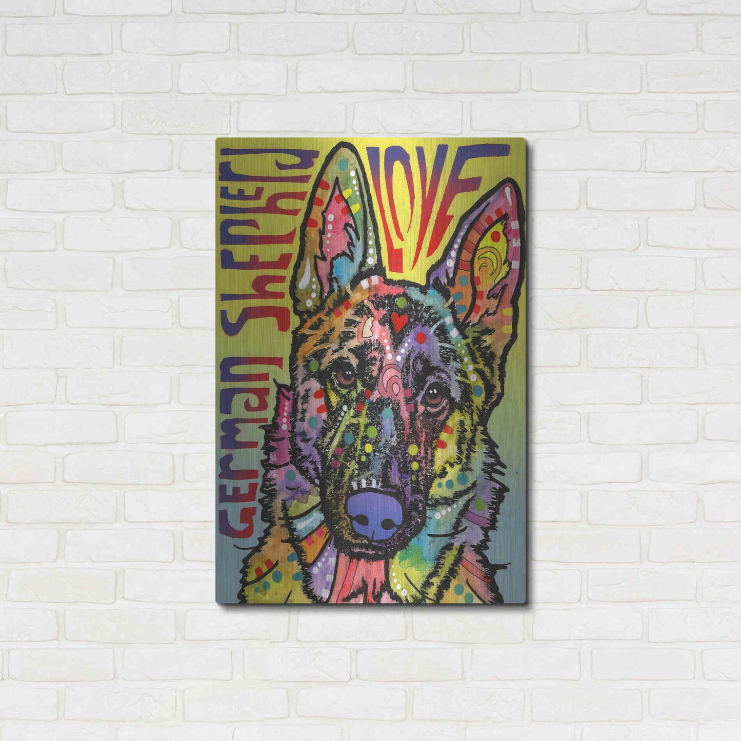 Luxe Metal Art 'German Shepherd Luv' by Dean Russo, Metal Wall Art,24x36