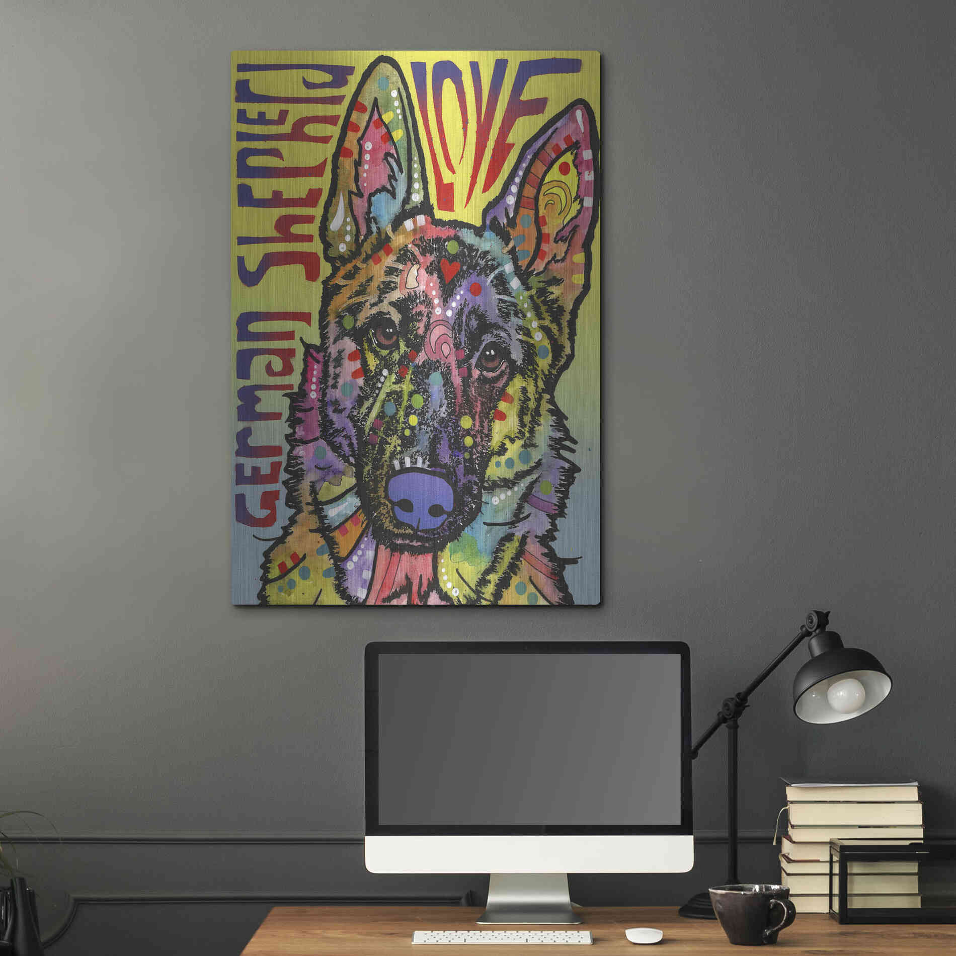 Luxe Metal Art 'German Shepherd Luv' by Dean Russo, Metal Wall Art,24x36