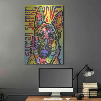 Luxe Metal Art 'German Shepherd Luv' by Dean Russo, Metal Wall Art,24x36