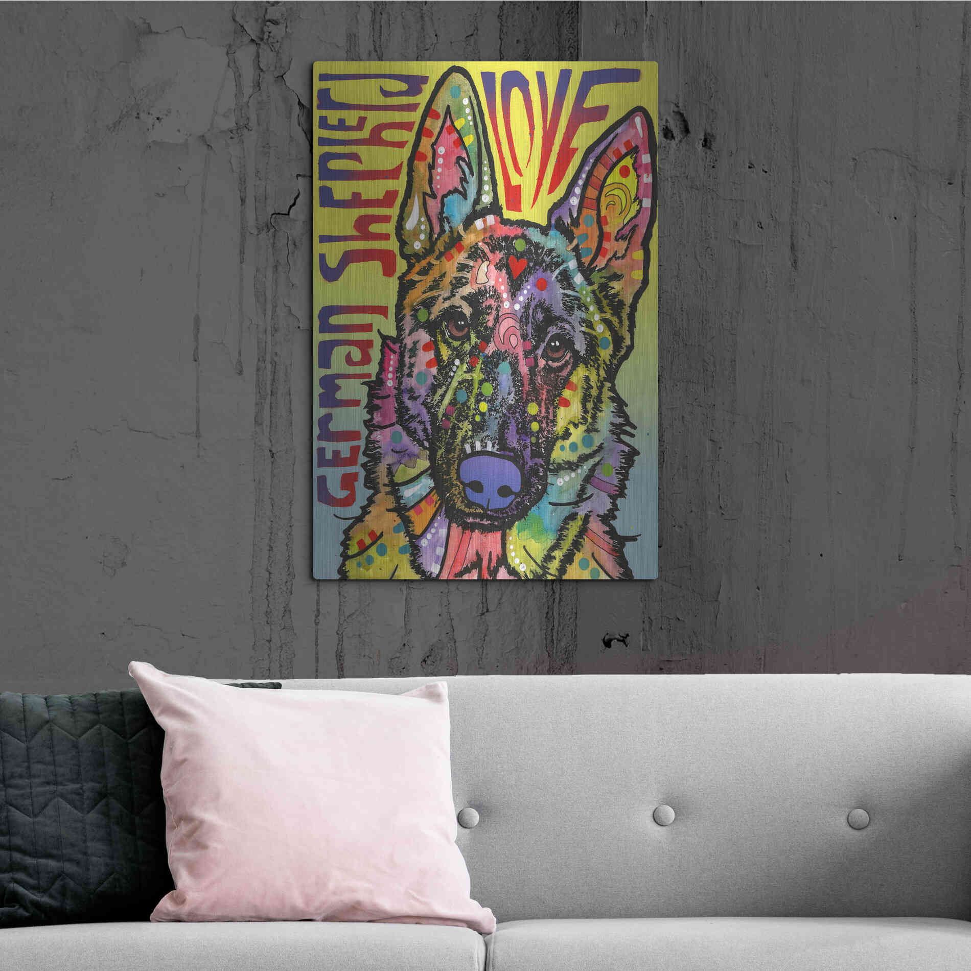 Luxe Metal Art 'German Shepherd Luv' by Dean Russo, Metal Wall Art,24x36