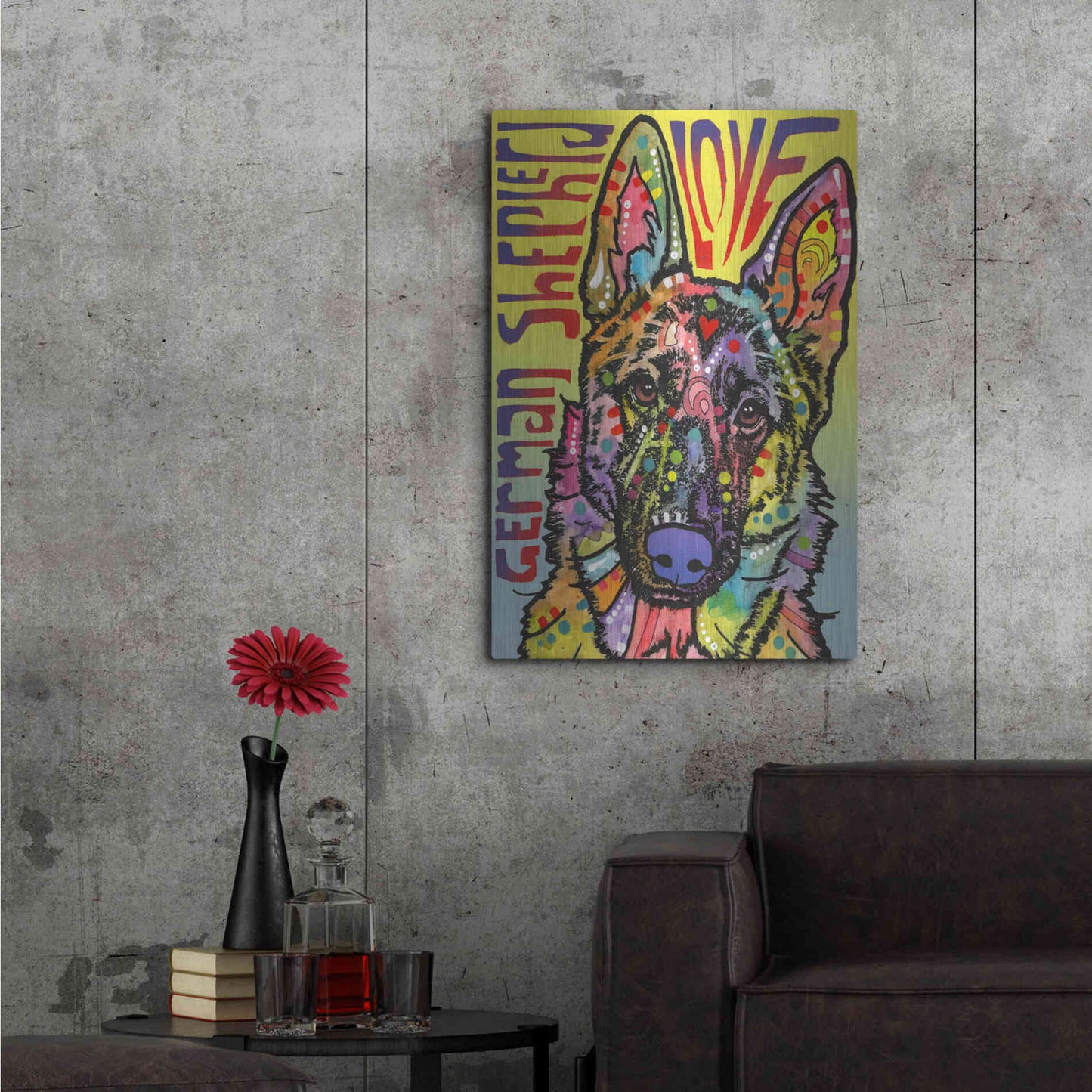 Luxe Metal Art 'German Shepherd Luv' by Dean Russo, Metal Wall Art,24x36