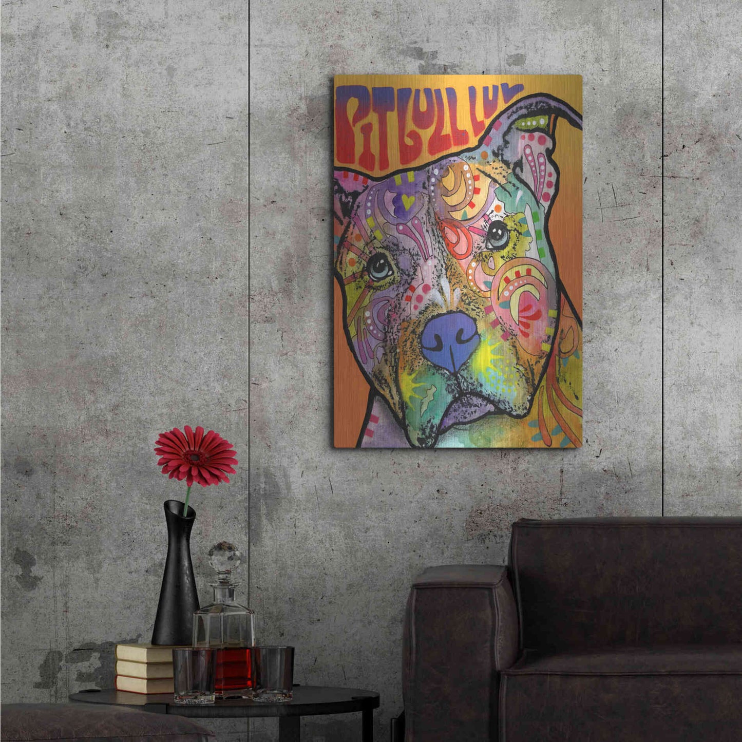 Luxe Metal Art 'Pit Bull Luv' by Dean Russo, Metal Wall Art,24x36