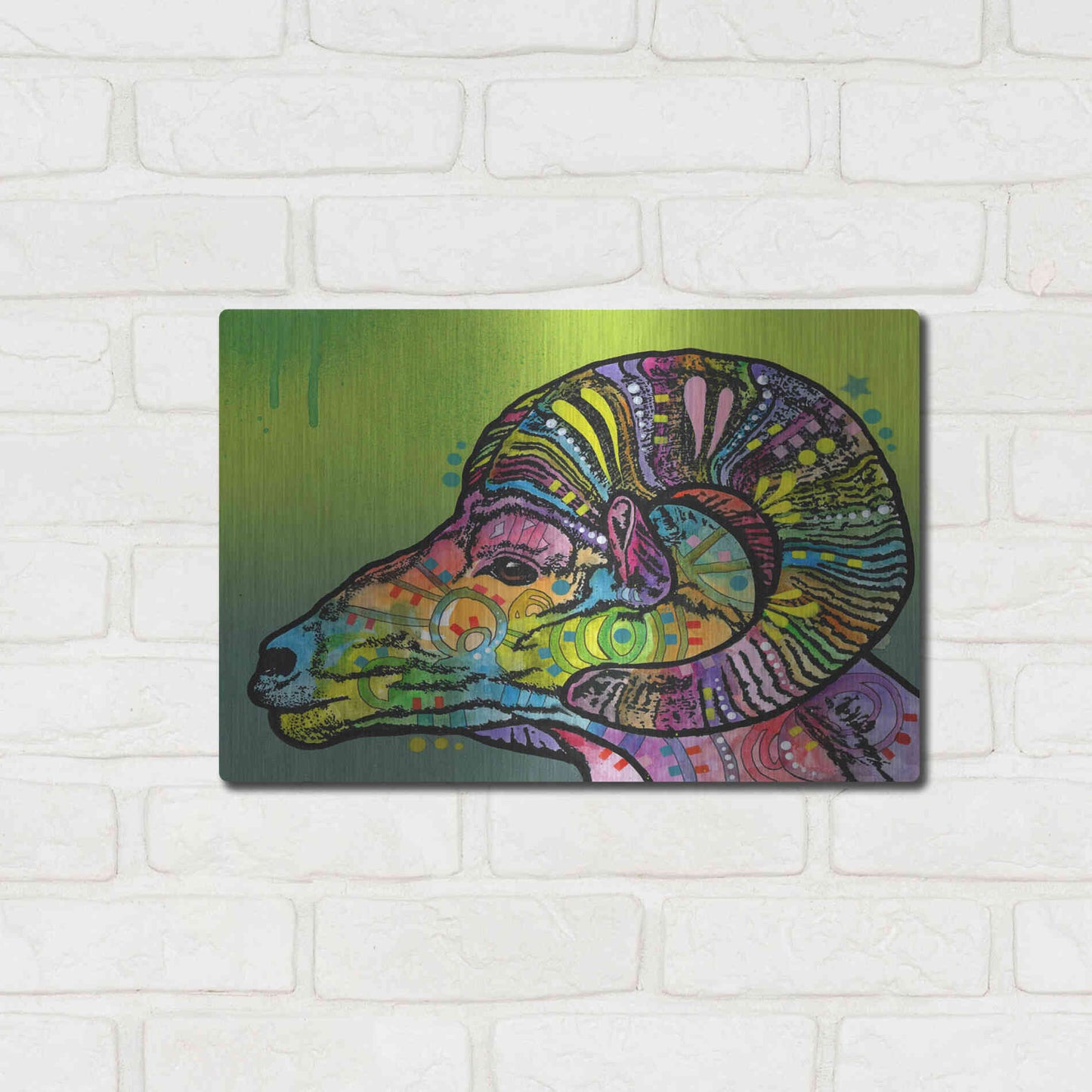 Luxe Metal Art 'Ram' by Dean Russo, Metal Wall Art,16x12