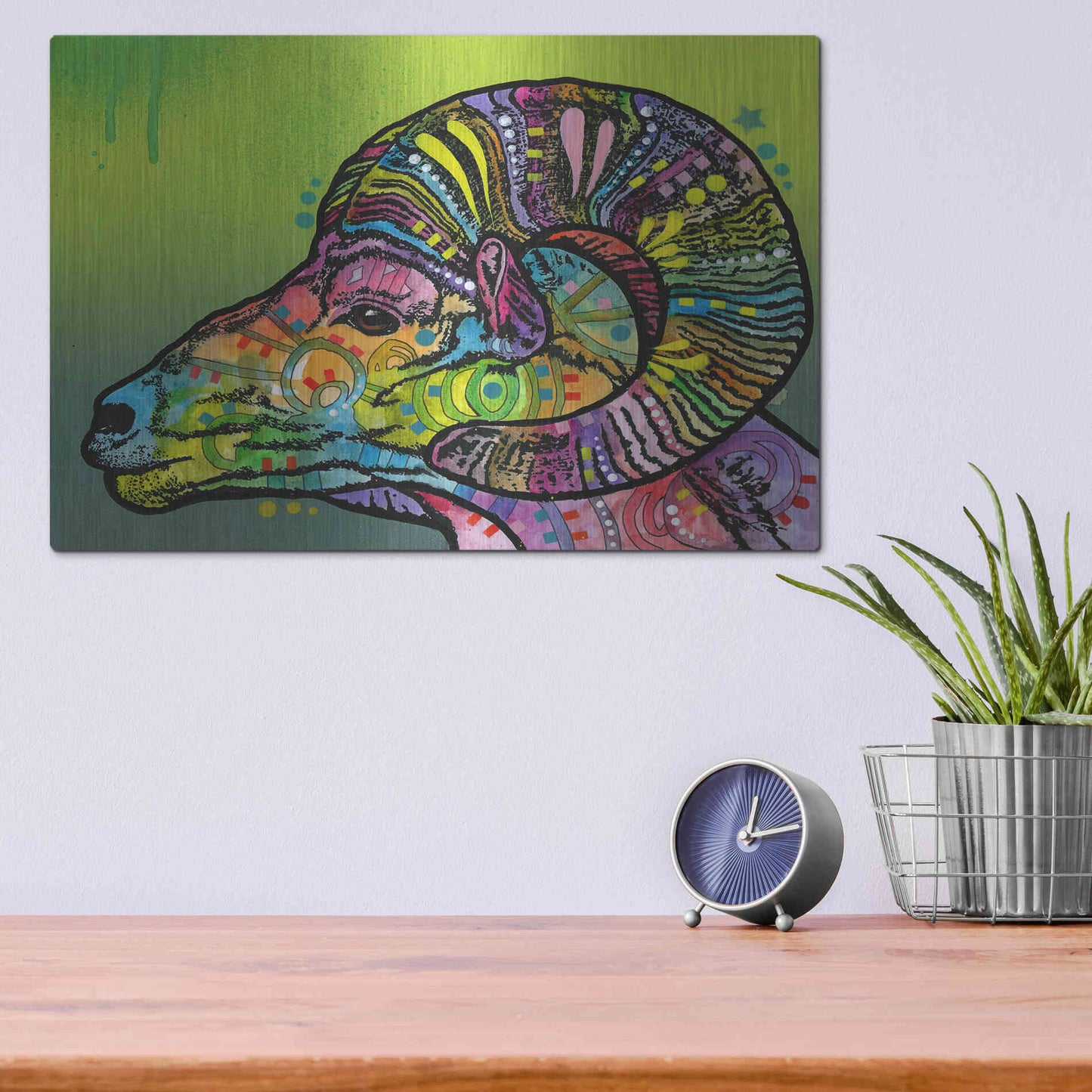 Luxe Metal Art 'Ram' by Dean Russo, Metal Wall Art,16x12