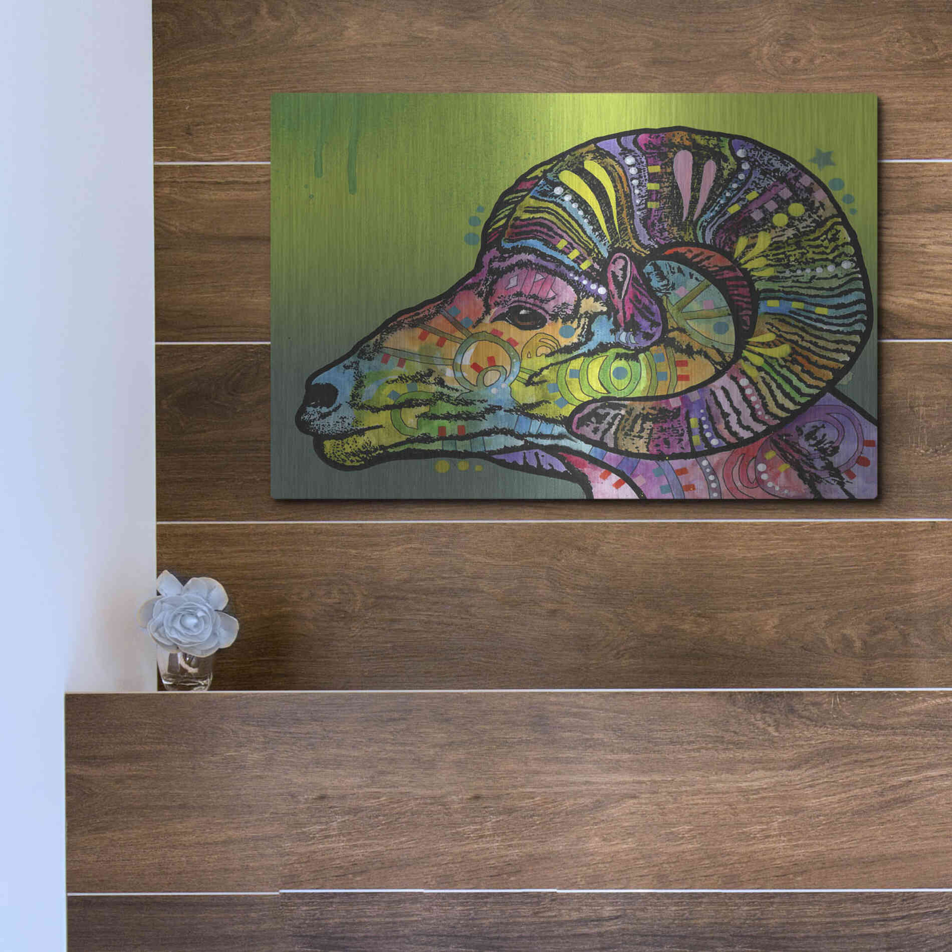 Luxe Metal Art 'Ram' by Dean Russo, Metal Wall Art,16x12