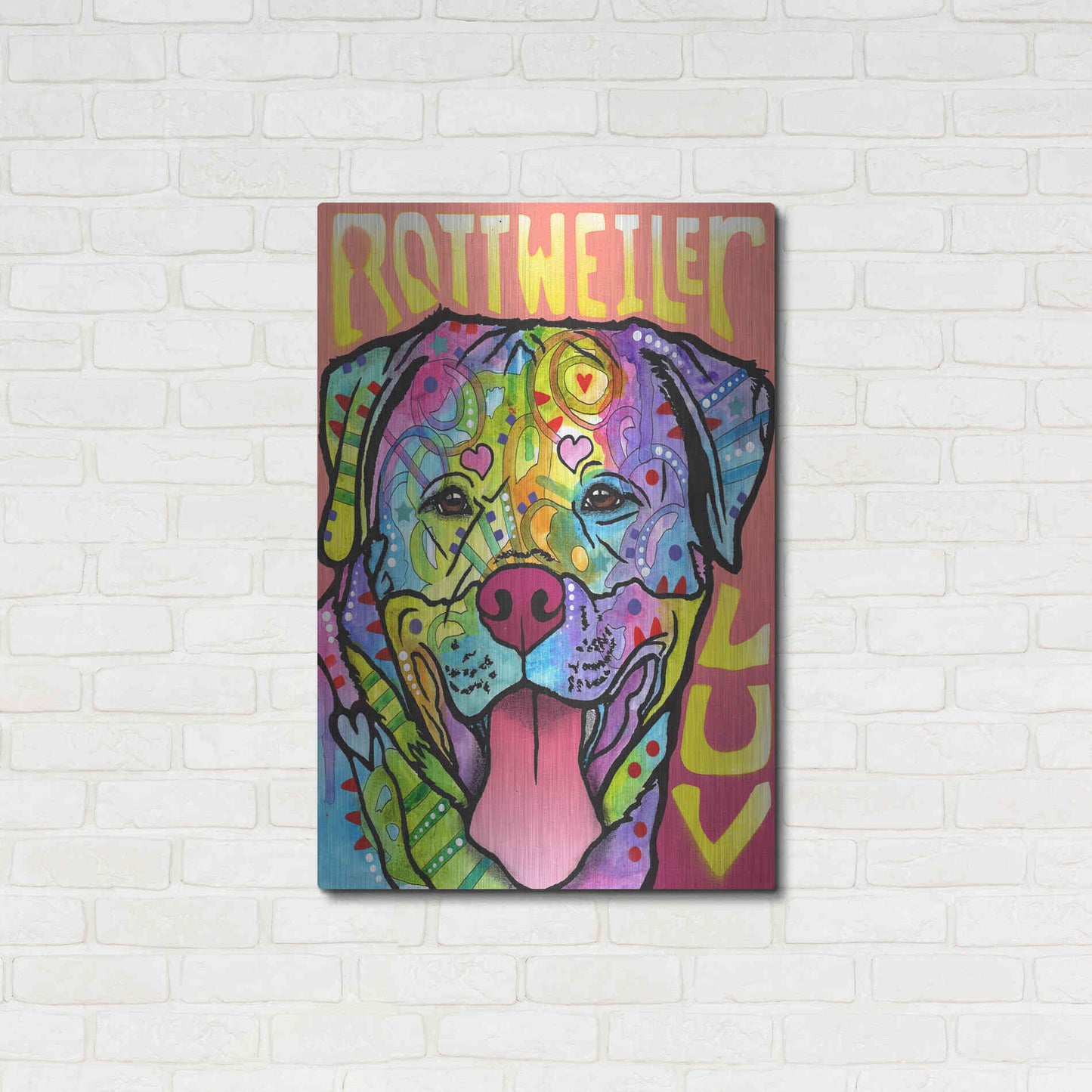 Luxe Metal Art 'Rottweiler Luv' by Dean Russo, Metal Wall Art,24x36