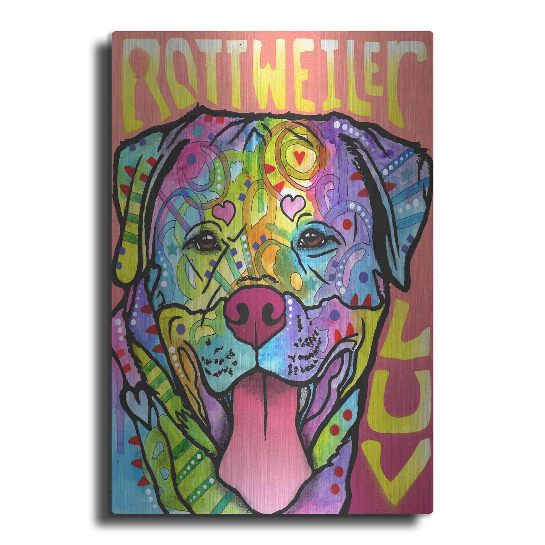 Luxe Metal Art 'Rottweiler Luv' by Dean Russo, Metal Wall Art