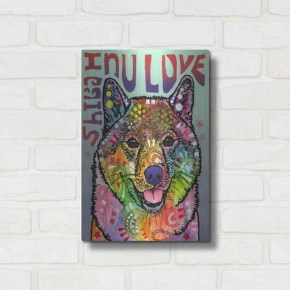 Luxe Metal Art 'Shiba Inu Luv' by Dean Russo, Metal Wall Art,12x16