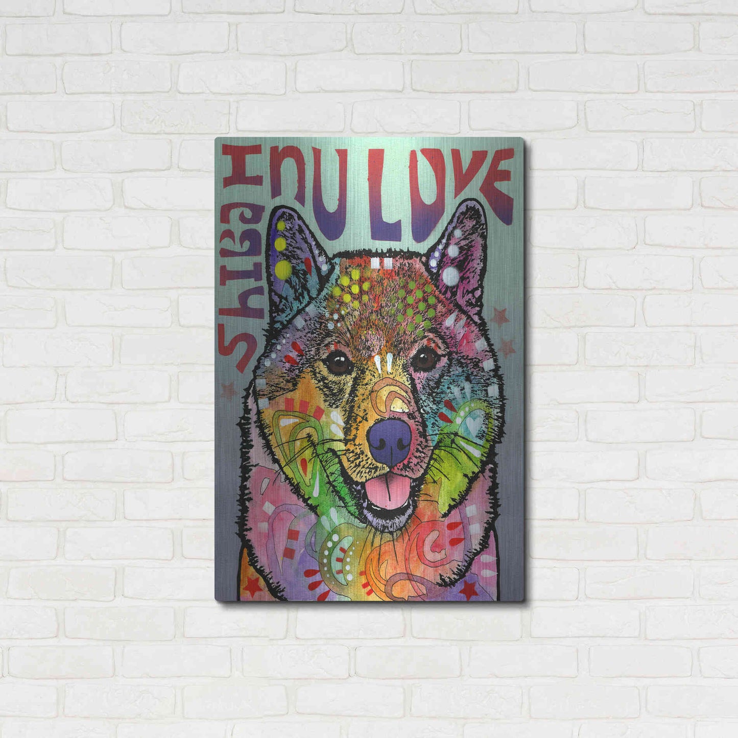 Luxe Metal Art 'Shiba Inu Luv' by Dean Russo, Metal Wall Art,24x36