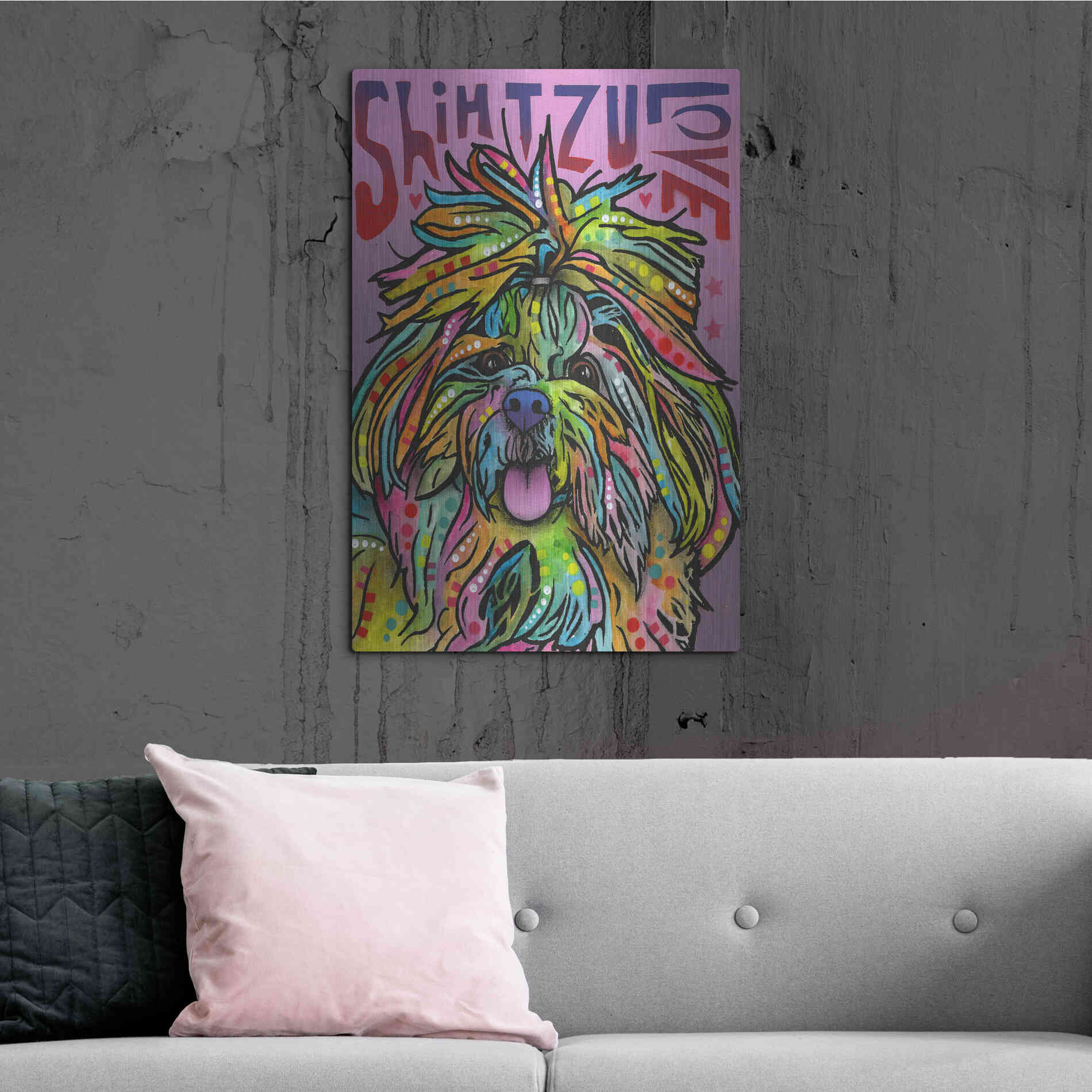 Luxe Metal Art 'Shih Tzu Luv' by Dean Russo, Metal Wall Art,24x36