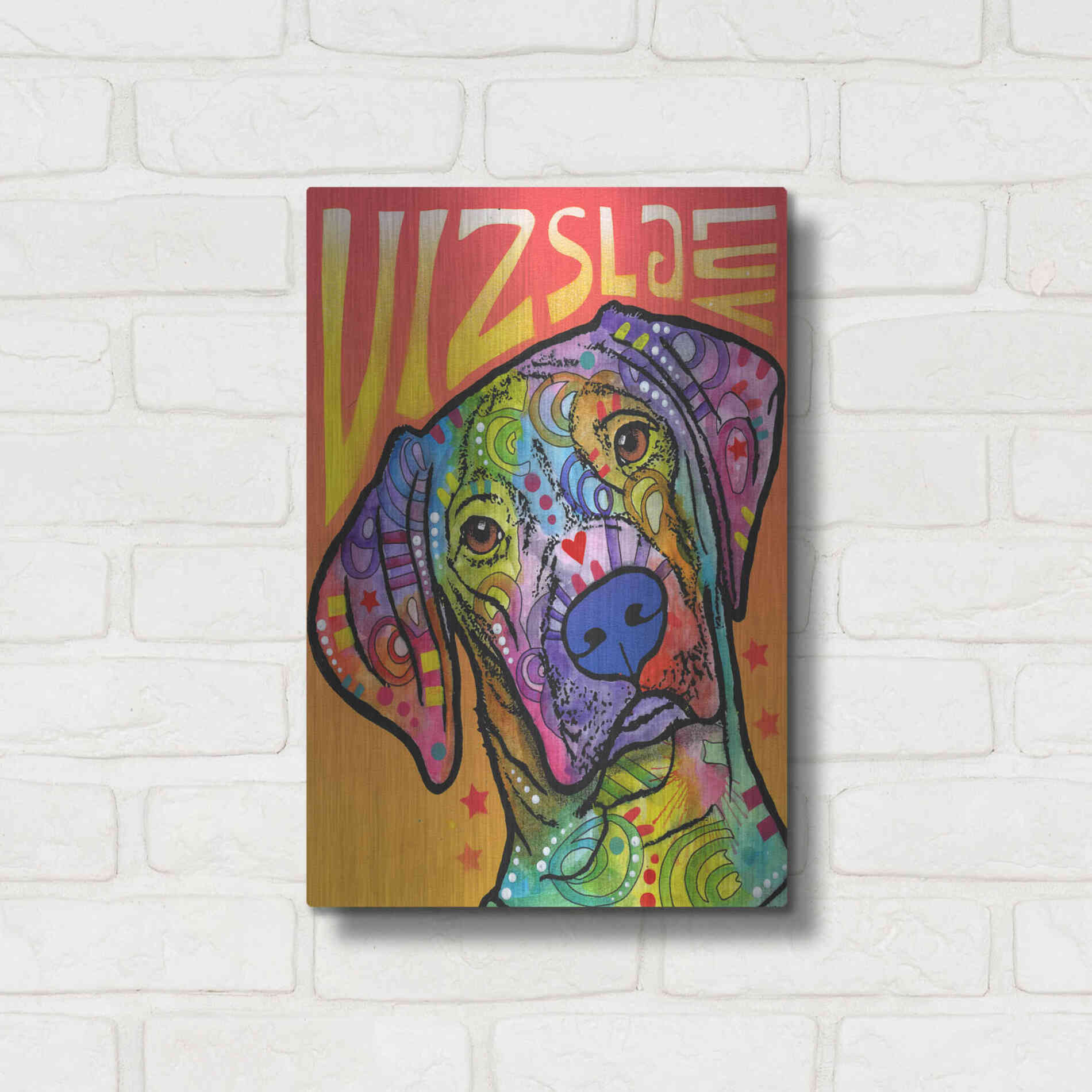 Luxe Metal Art 'Vizsla Luv' by Dean Russo, Metal Wall Art,12x16