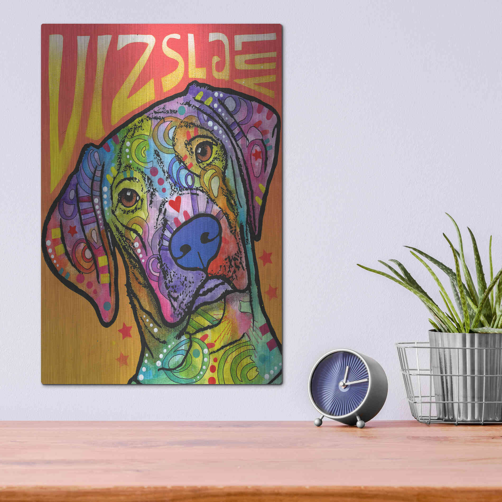 Luxe Metal Art 'Vizsla Luv' by Dean Russo, Metal Wall Art,12x16