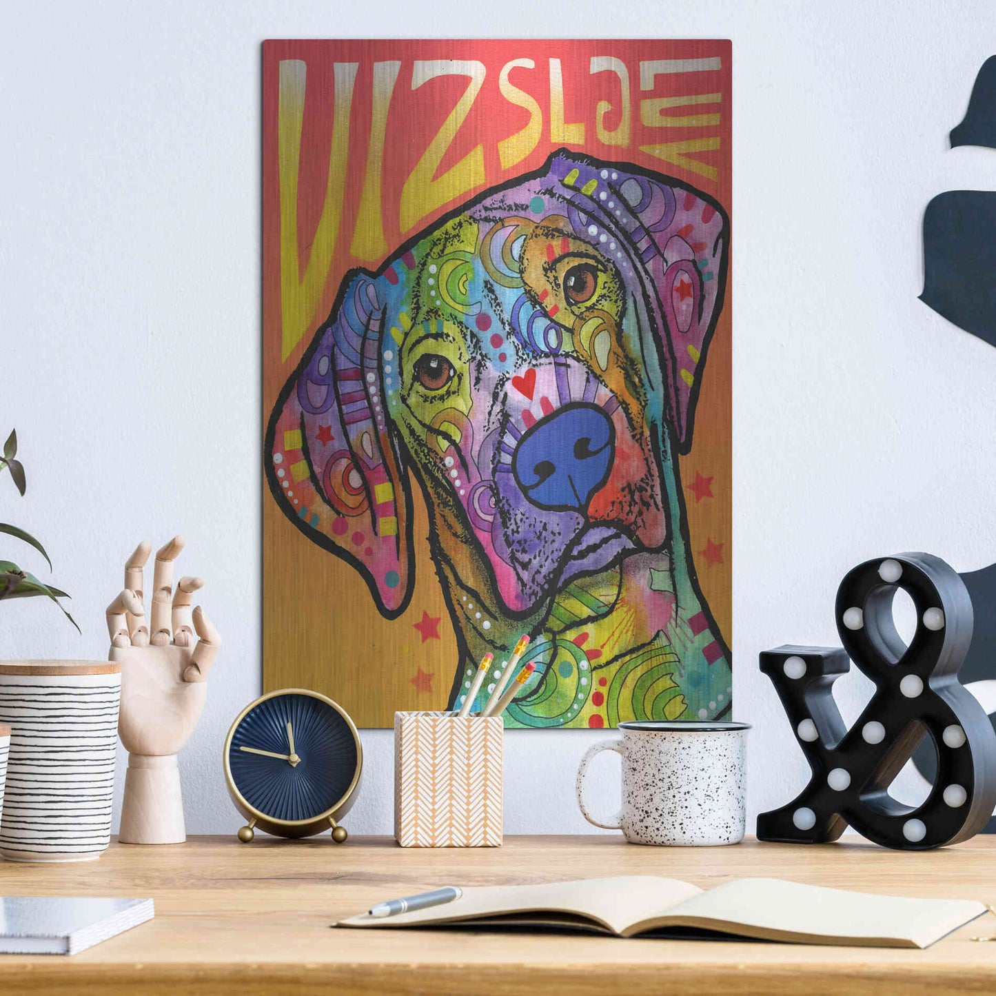 Luxe Metal Art 'Vizsla Luv' by Dean Russo, Metal Wall Art,12x16