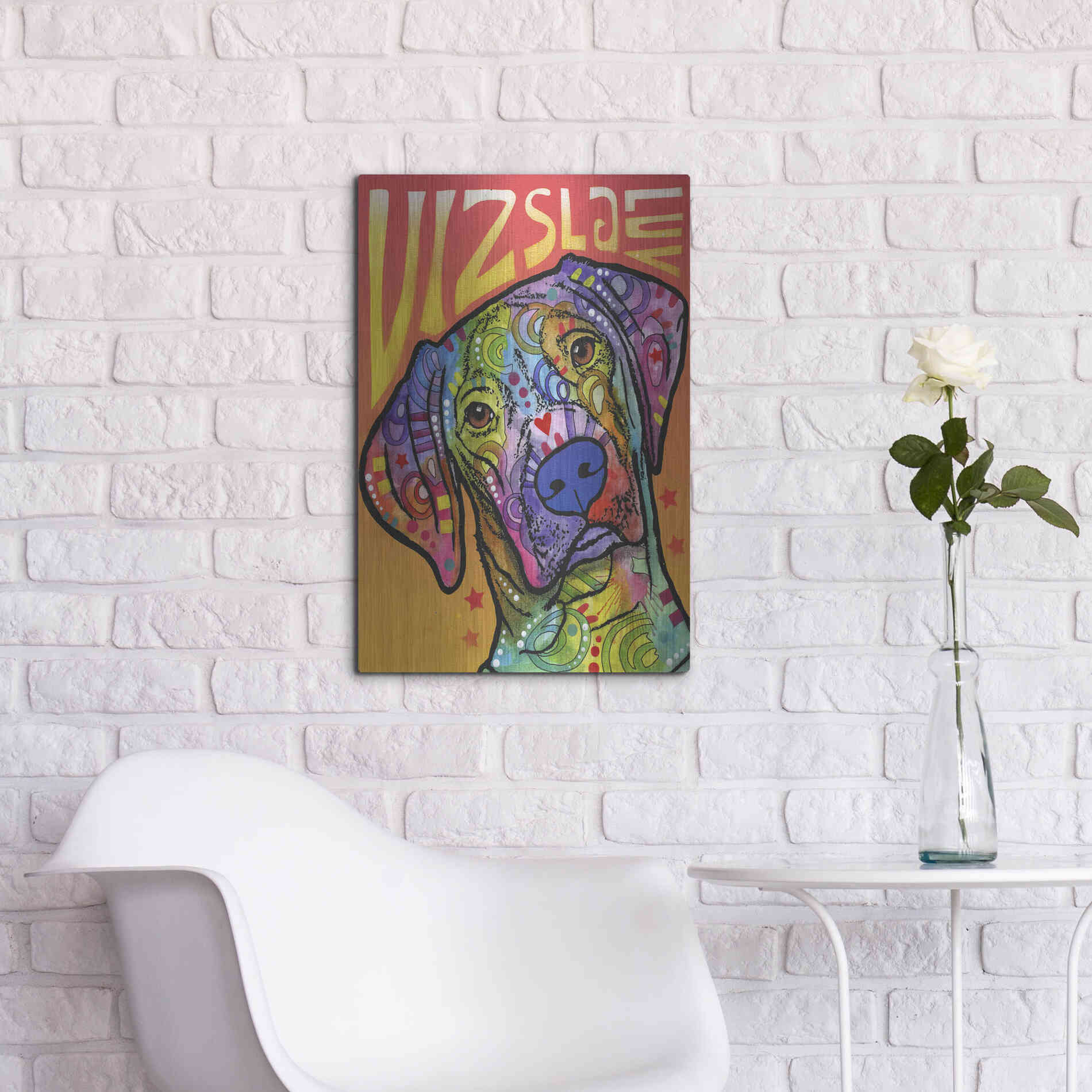 Luxe Metal Art 'Vizsla Luv' by Dean Russo, Metal Wall Art,16x24