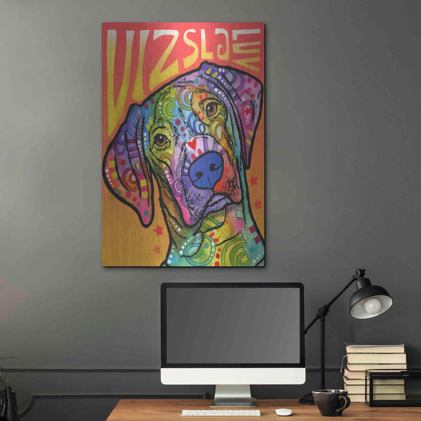 Luxe Metal Art 'Vizsla Luv' by Dean Russo, Metal Wall Art,24x36