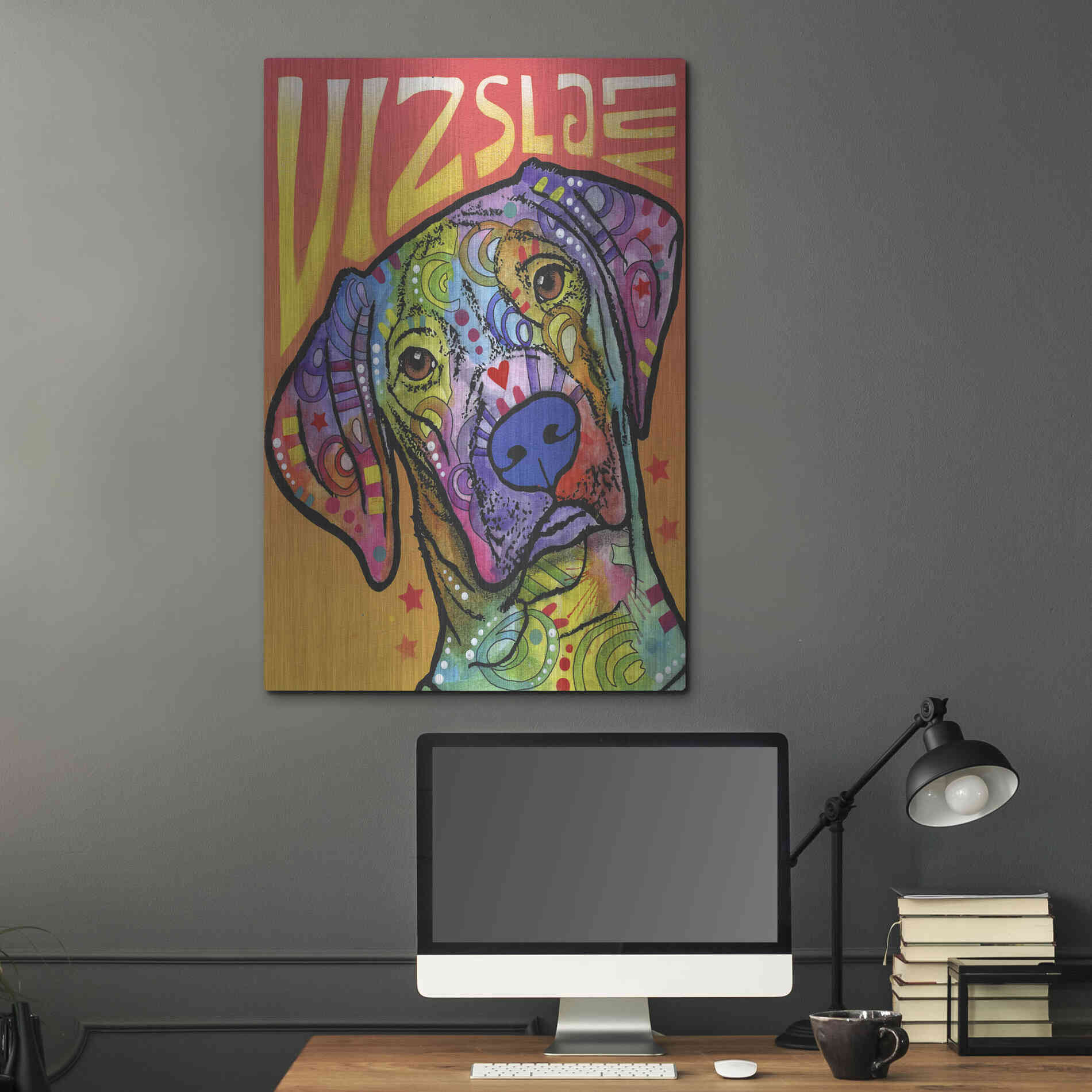 Luxe Metal Art 'Vizsla Luv' by Dean Russo, Metal Wall Art,24x36