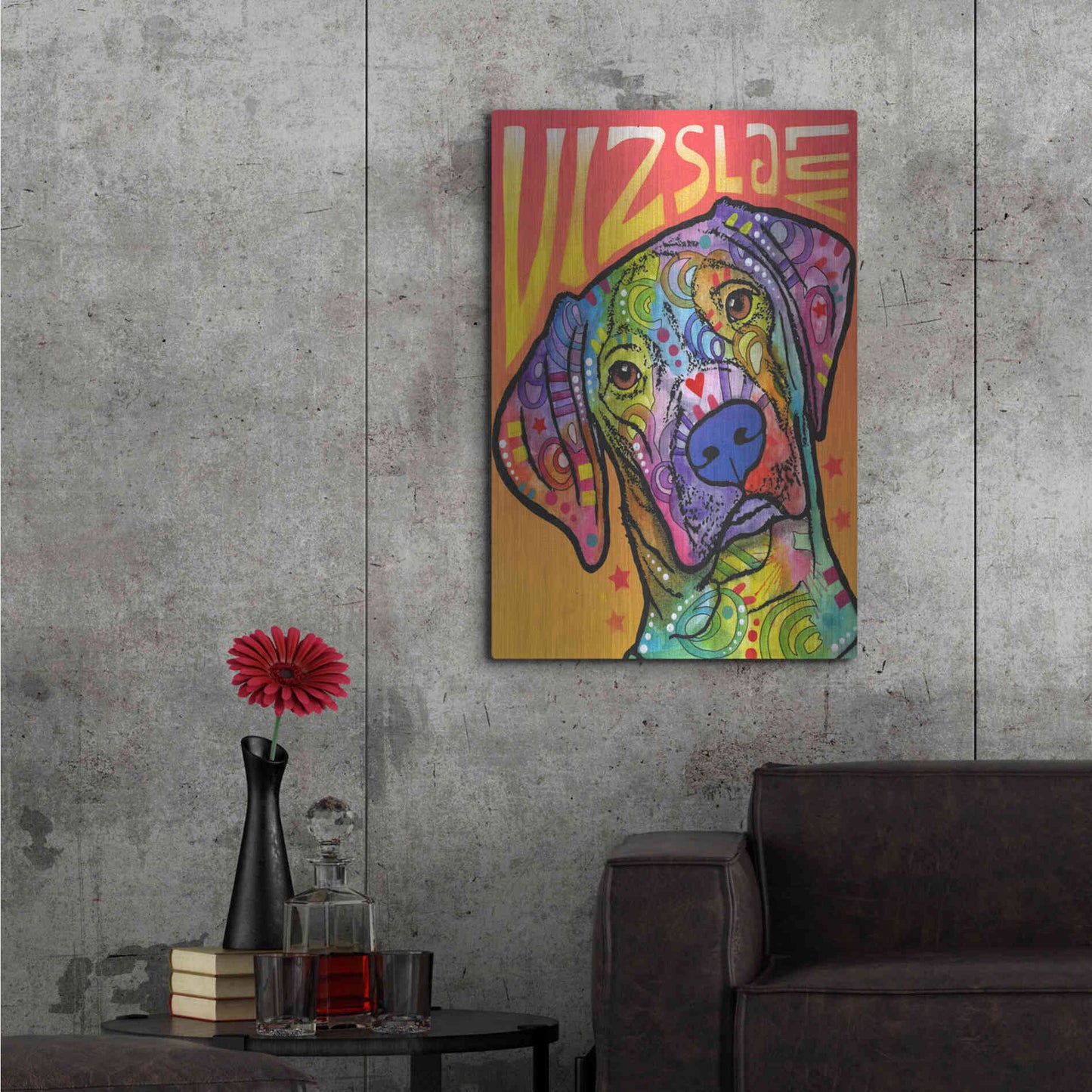 Luxe Metal Art 'Vizsla Luv' by Dean Russo, Metal Wall Art,24x36