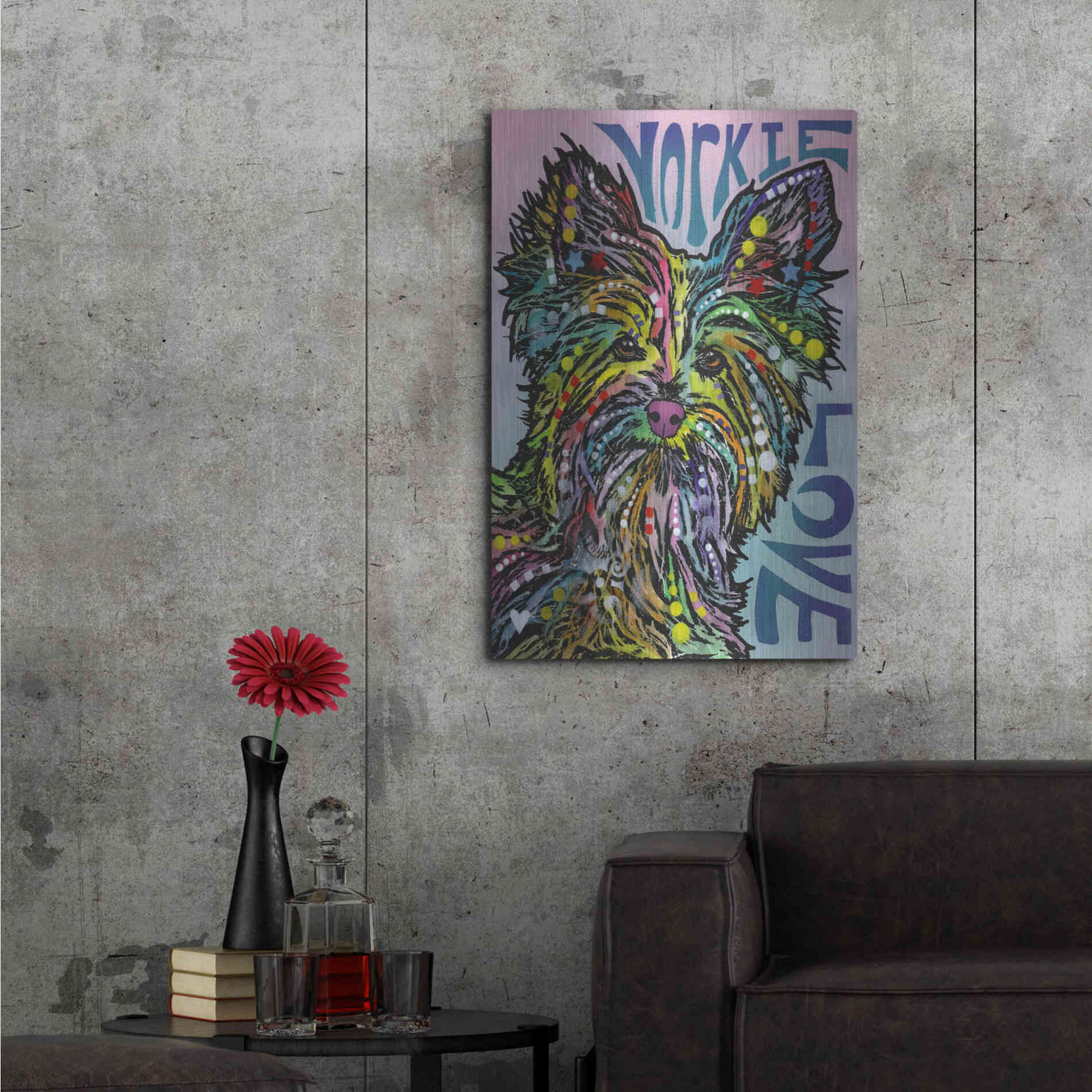 Luxe Metal Art 'Yorkie Luv' by Dean Russo, Metal Wall Art,24x36