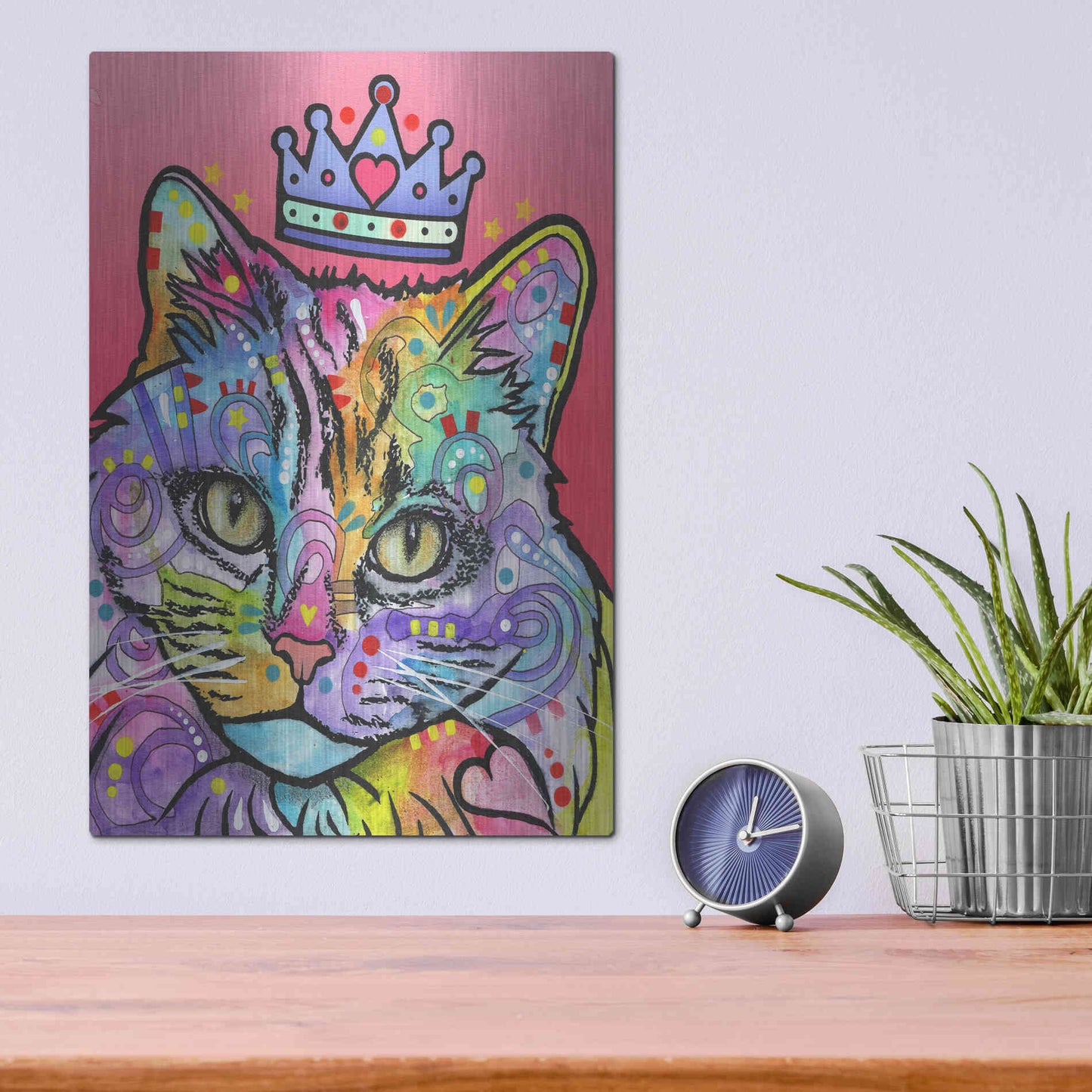 Luxe Metal Art 'Love Cat 5' by Dean Russo, Metal Wall Art,12x16