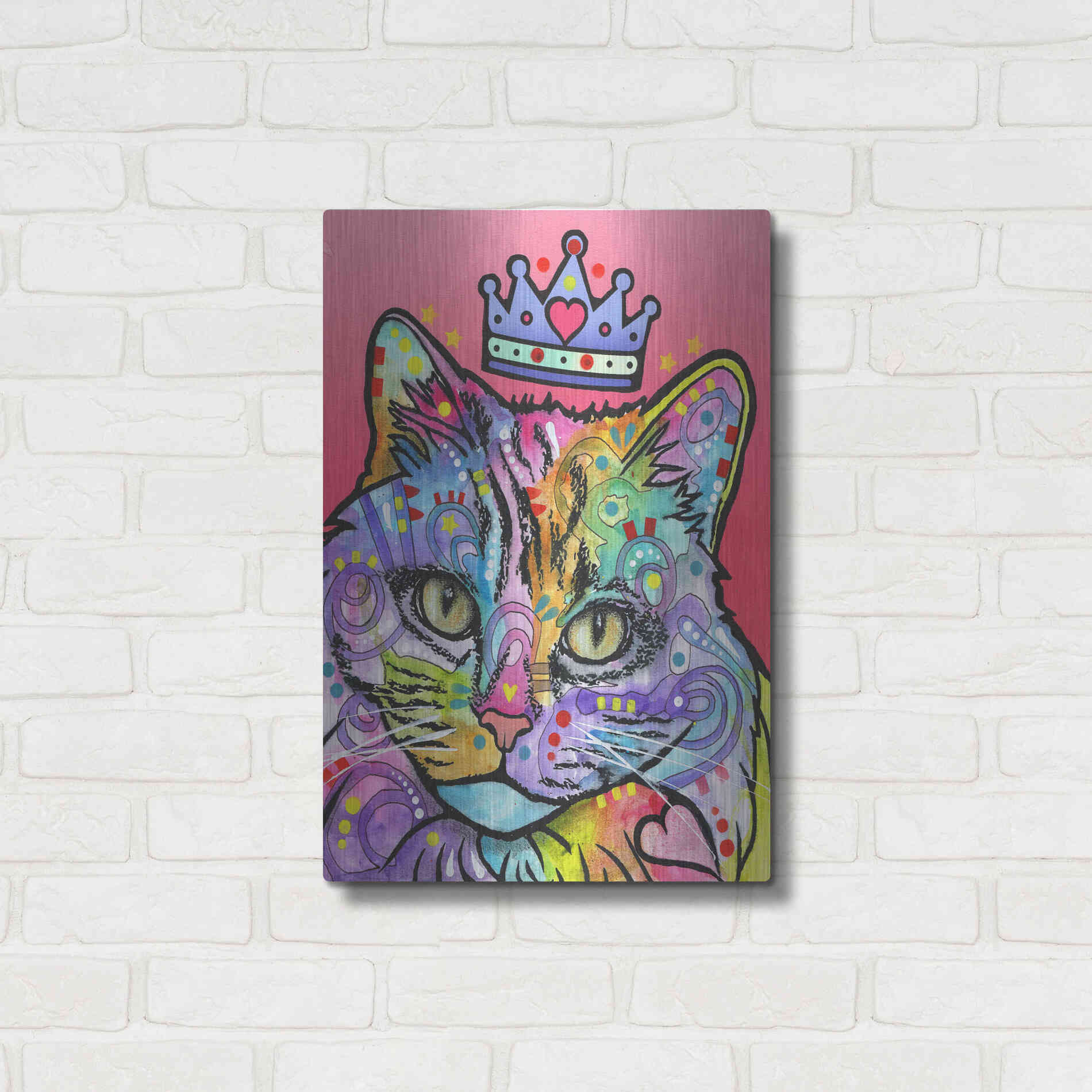 Luxe Metal Art 'Love Cat 5' by Dean Russo, Metal Wall Art,16x24