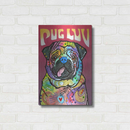 Luxe Metal Art 'Pug Luv' by Dean Russo, Metal Wall Art,16x24