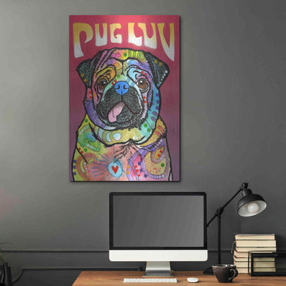 Luxe Metal Art 'Pug Luv' by Dean Russo, Metal Wall Art,24x36