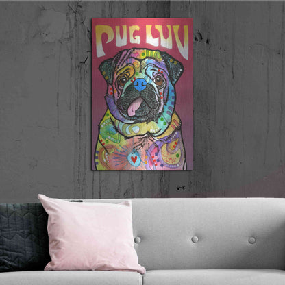 Luxe Metal Art 'Pug Luv' by Dean Russo, Metal Wall Art,24x36