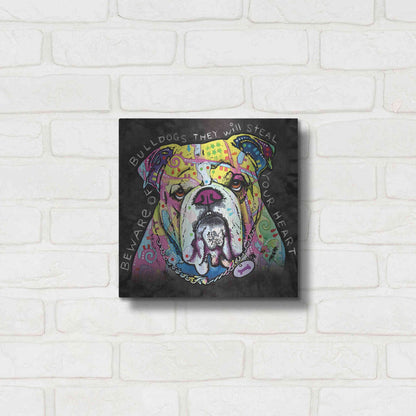 Luxe Metal Art 'Bulldog Heart' by Dean Russo, Metal Wall Art,12x12