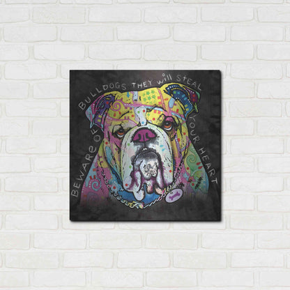 Luxe Metal Art 'Bulldog Heart' by Dean Russo, Metal Wall Art,24x24