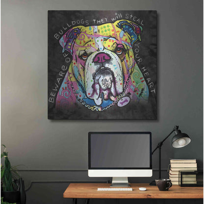 Luxe Metal Art 'Bulldog Heart' by Dean Russo, Metal Wall Art,36x36