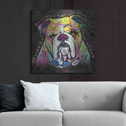 Luxe Metal Art 'Bulldog Heart' by Dean Russo, Metal Wall Art,36x36