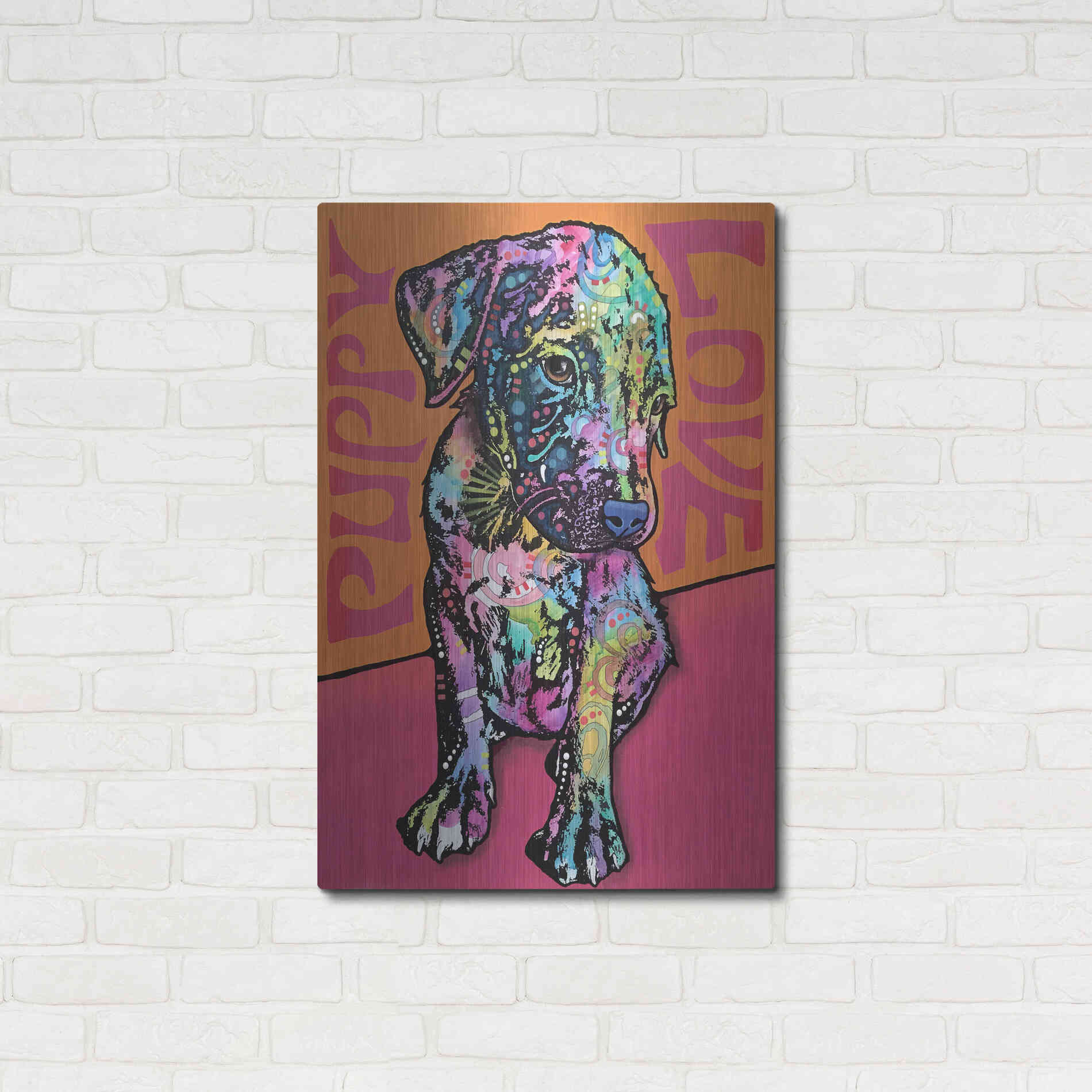 Luxe Metal Art 'Puppy Love' by Dean Russo, Metal Wall Art,24x36