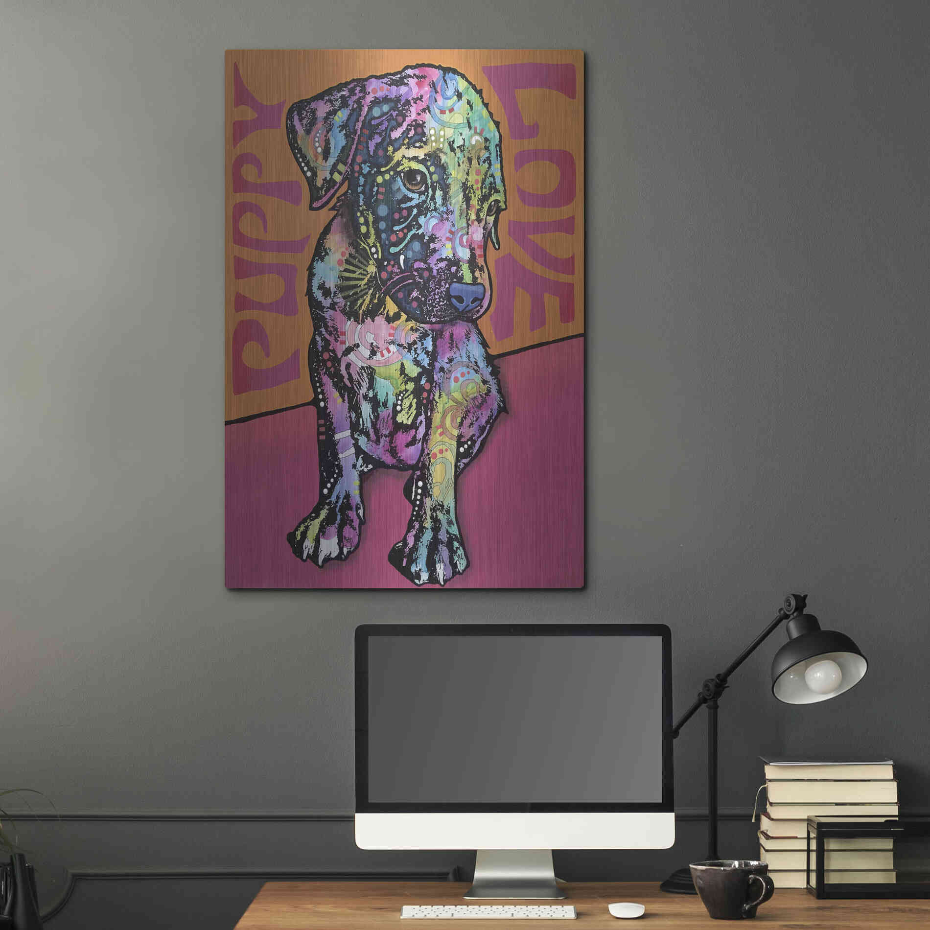 Luxe Metal Art 'Puppy Love' by Dean Russo, Metal Wall Art,24x36